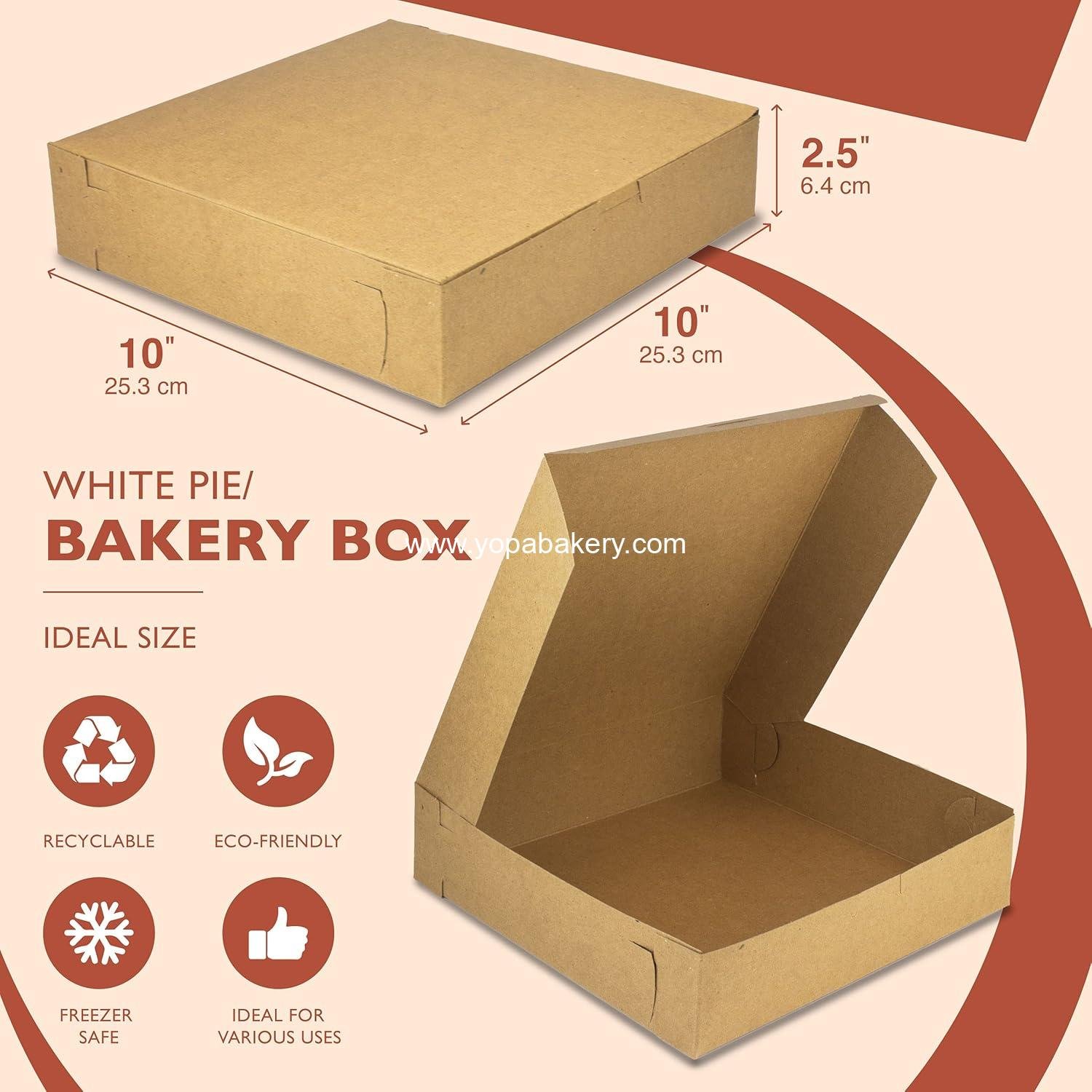 Wholesale 250 Pack Kraft Bakery Boxes, 10 x 10 x 2.5 Inches Brown Pastry Boxes, Cardboard Treat Boxes for Cupcakes, Chocolates, Donuts, Macarons, Cookies, Pie Boxes and Dessert Boxes Factory Wholesale 250 Pack Kraft Bakery Boxes, 10 x 10 x 2.5 Inches Brown Pastry Boxes, Cardboard Treat Boxes for Cupcakes, Chocolates, Donuts, Macarons, Cookies, Pie Boxes and Dessert Boxes Factory