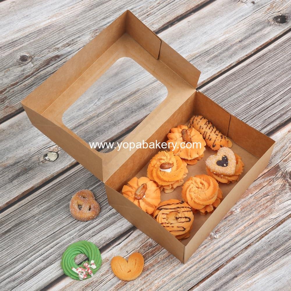 Wholesale 24 Pcs Cookie Boxes with Window for Gift Giving, Brown Bakery Boxes 9 x 6.3 x 3 Inch, Easy Holiday Packaging for Cookies, Cupcakes, Donuts & Pastries Factory