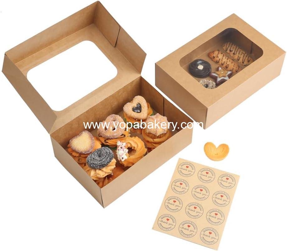 Wholesale 24 Pcs Cookie Boxes with Window for Gift Giving, Brown Bakery Boxes 9 x 6.3 x 3 Inch, Easy Holiday Packaging for Cookies, Cupcakes, Donuts & Pastries Factory