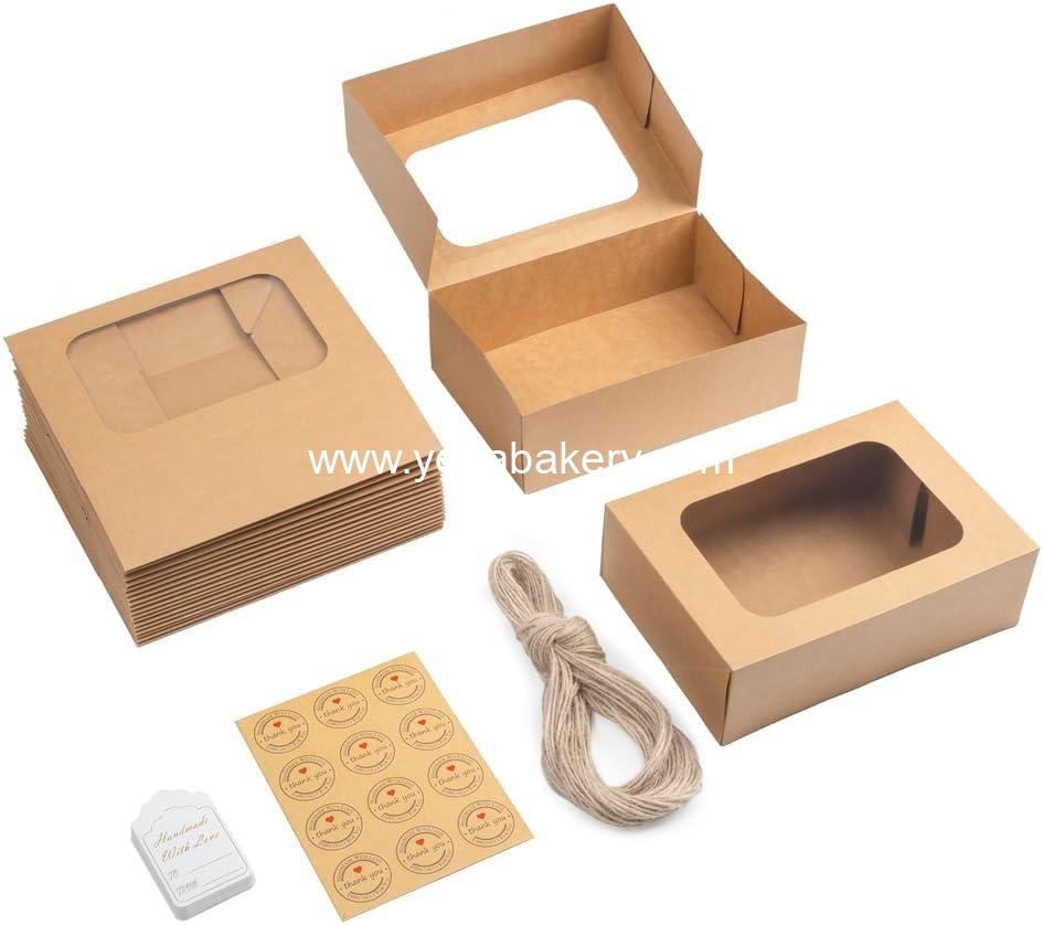 Wholesale 24 Pcs Cookie Boxes with Window for Gift Giving, Brown Bakery Boxes 9 x 6.3 x 3 Inch, Easy Holiday Packaging for Cookies, Cupcakes, Donuts & Pastries Factory