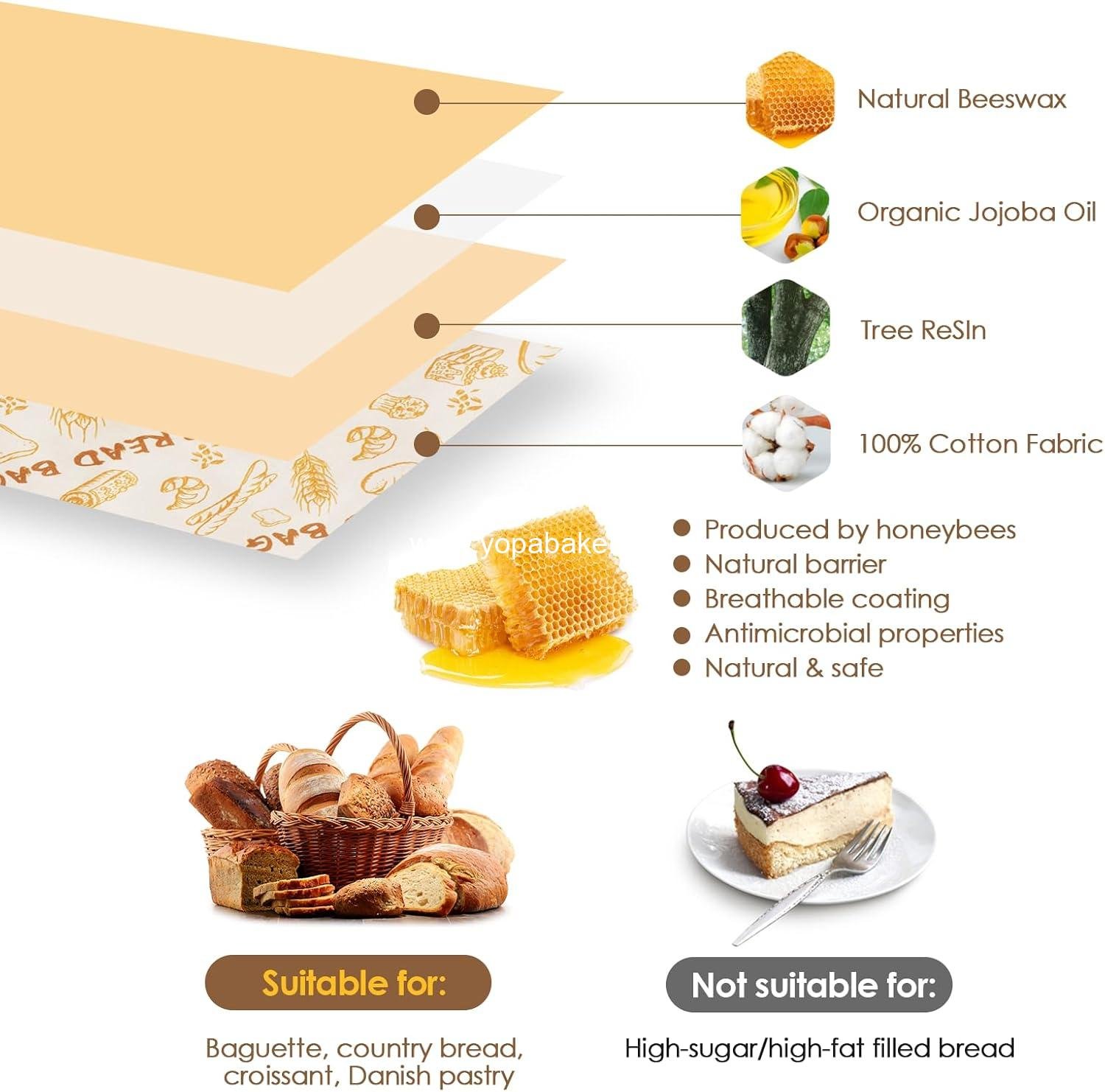 Wholesale Reusable Beeswax Bread Bags - Large 17x13 Inch for Sourdough & Homemade Bread Storage | Eco-Friendly Cotton Food Bags - Easy to Clean & Daily Use - Factory