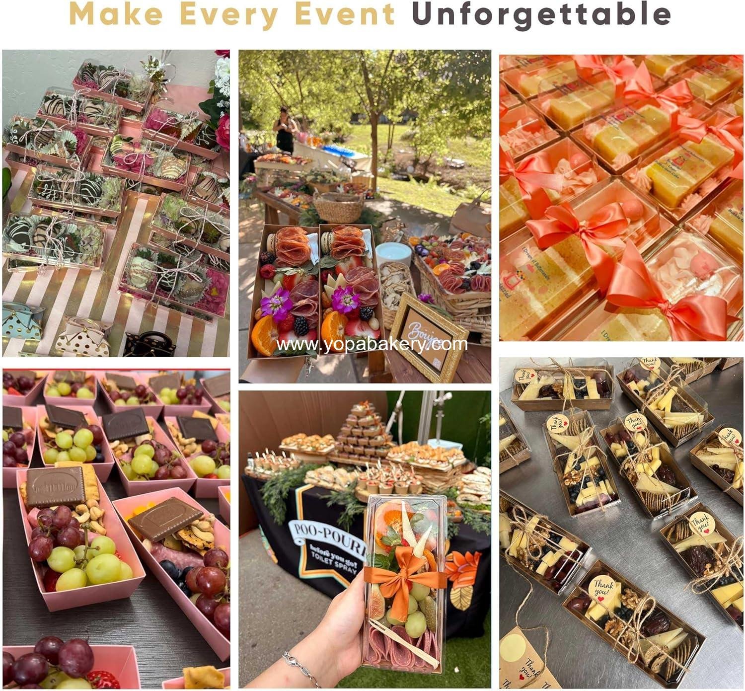 Wholesale 50 Pack 7.5x3.3 Inches Small Clear Treat Boxes - Disposable Mini Dessert Containers for Cookies, Cake Slices, Charcuterie, Bakery Items, Pastries, Baked Goods Packaging (Pink) Factory