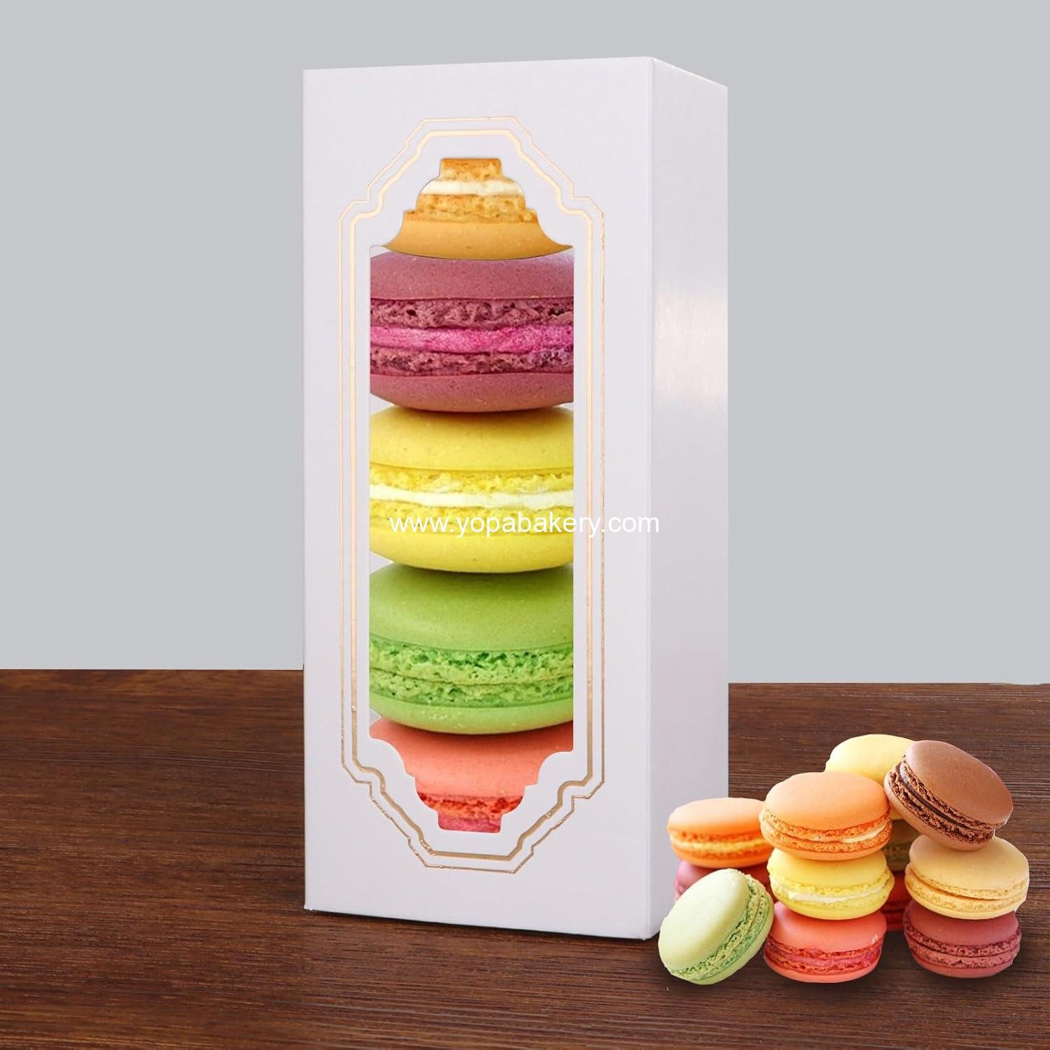 Wholesale Macaron Boxes for 5 to 6 - 50 Pack White Packaging with Clear Display Window for Muffins, Donuts, Mini Cupcakes, and Cookies - Manufacturer