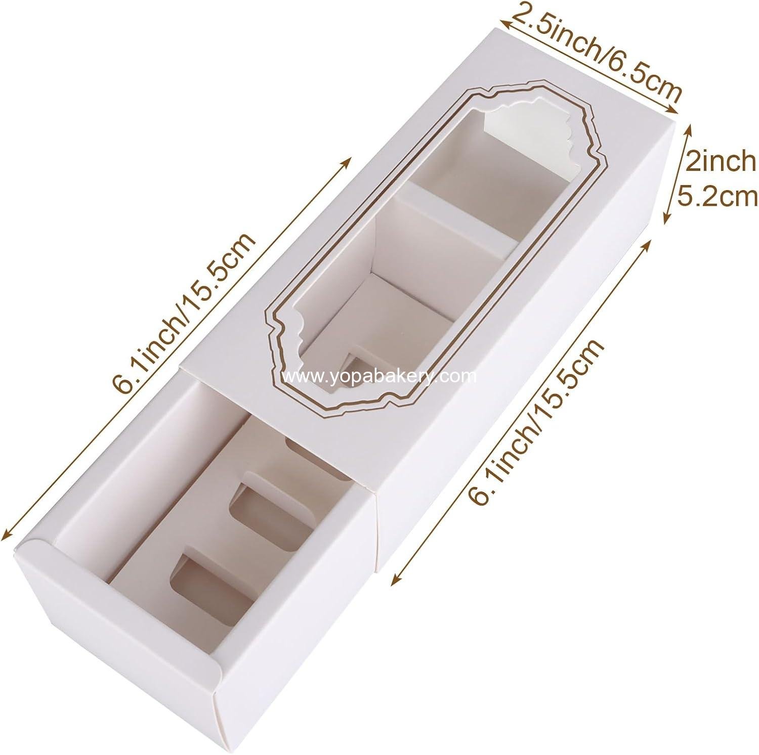 Wholesale Macaron Boxes for 5 to 6 - 50 Pack White Packaging with Clear Display Window for Muffins, Donuts, Mini Cupcakes, and Cookies - Manufacturer