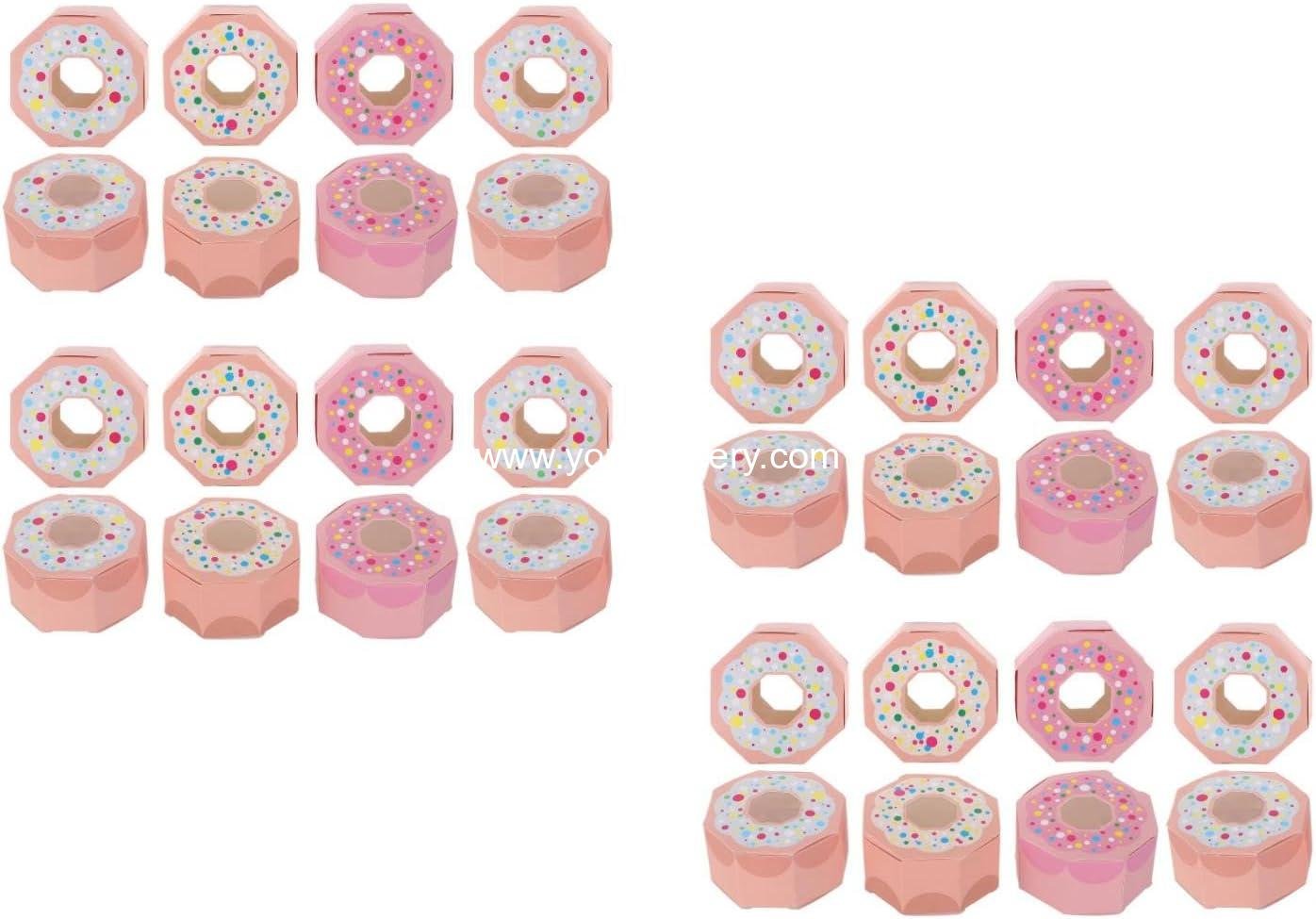 Wholesale 60pcs Donut Party Favor Boxes Candy Treat Bags Pastry Bakery Decorations Supplies Factory