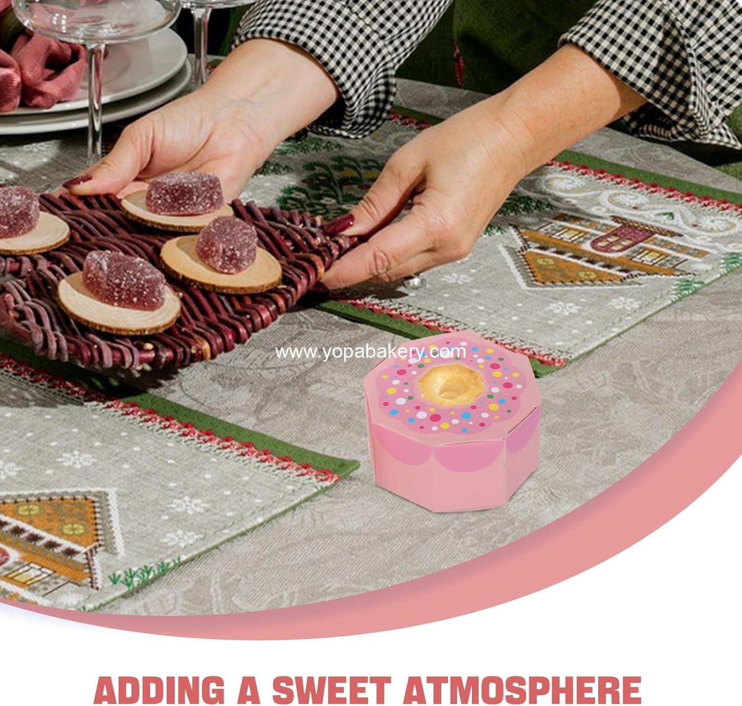 Wholesale 60pcs Donut Party Favor Boxes Candy Treat Bags Pastry Bakery Decorations Supplies Factory