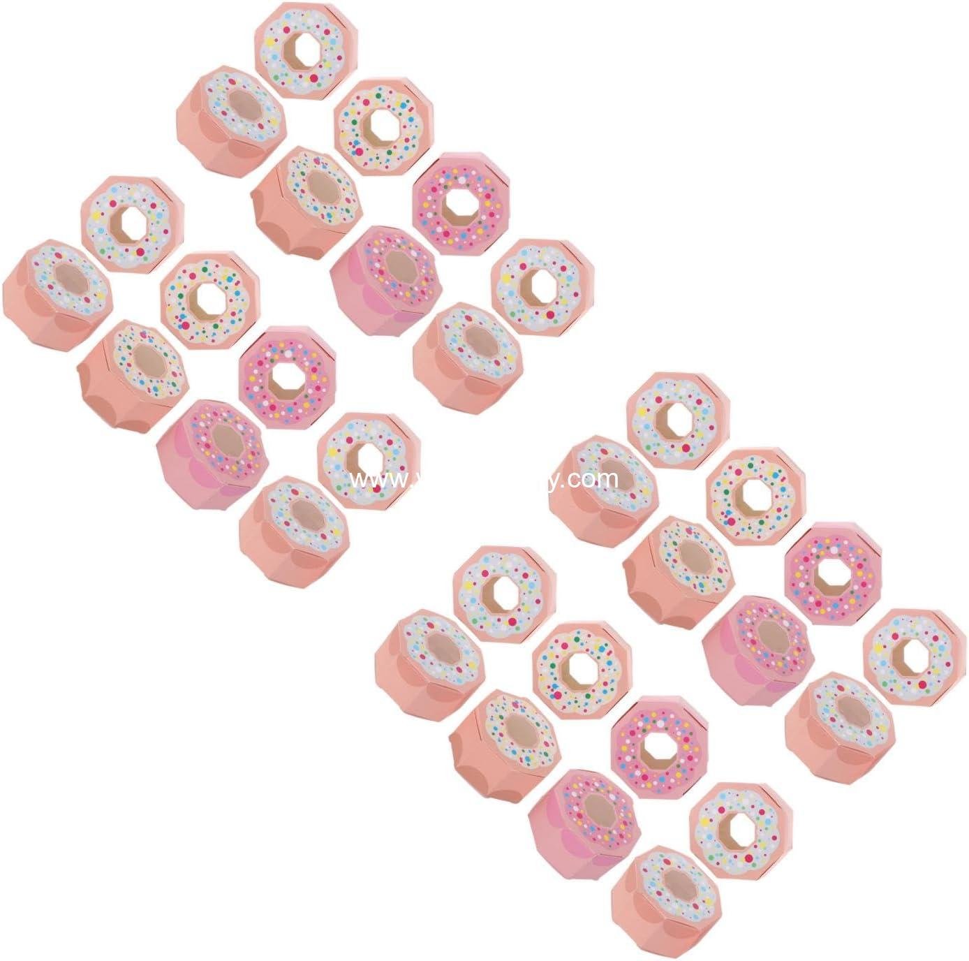 LOGOFUN 60pcs Donut Party Favor Boxes Candy Treat Pastry Bakery Empty Bags Decorations Supplies