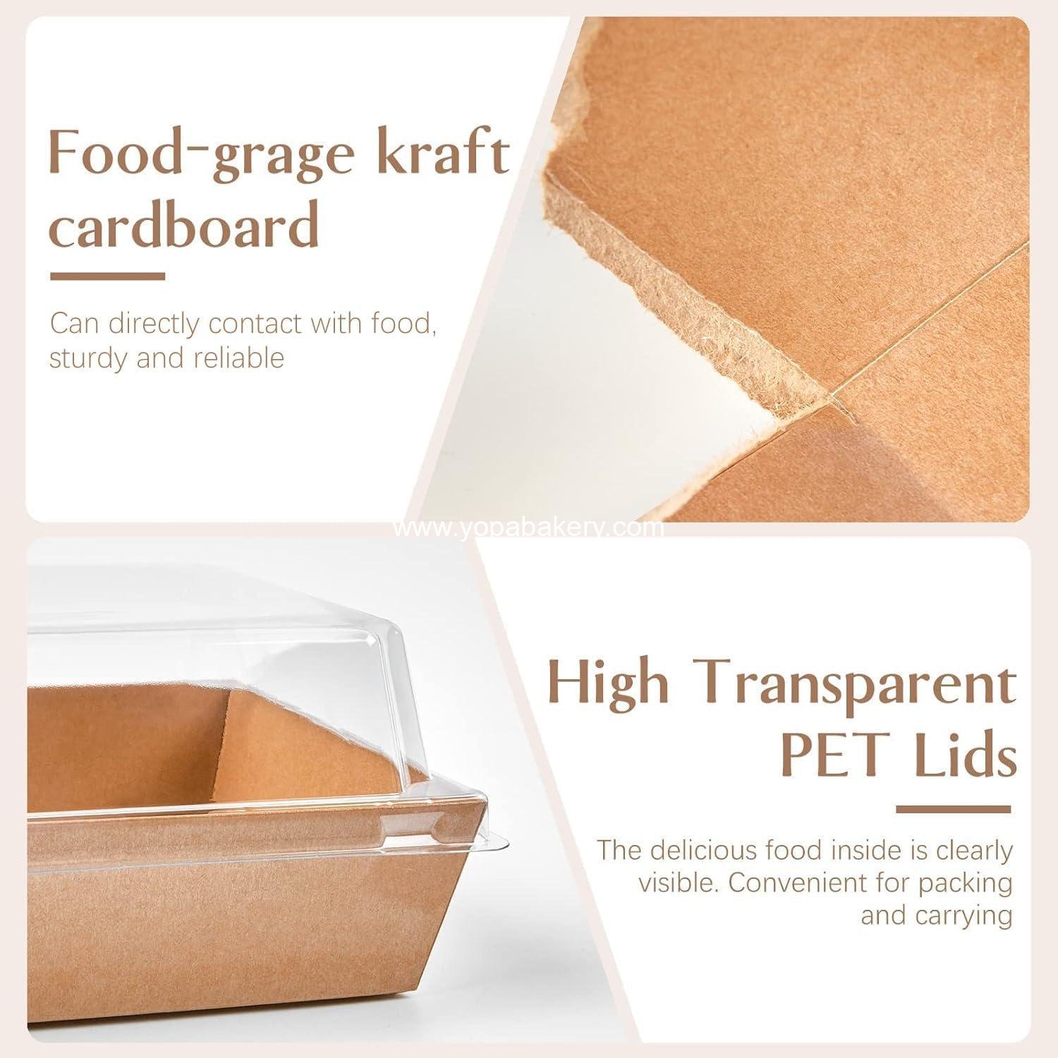 Wholesale 50 Pack 5-Inch Square Paper Charcuterie Boxes with Clear Lids - Kraft Bakery Containers for Desserts, Cookies, Sandwiches, Strawberries - Factory