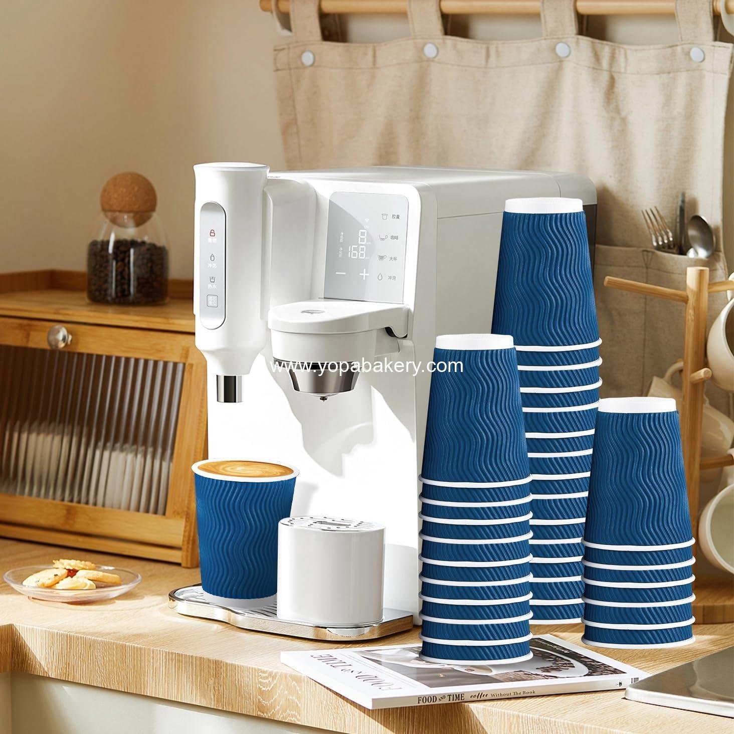 Wholesale 12 OZ Disposable Coffee Cups with Lids, 50 Pack Hot Paper Insulated Corrugated Ripple Wall Cup for To Go Drinks and Beverages Factory