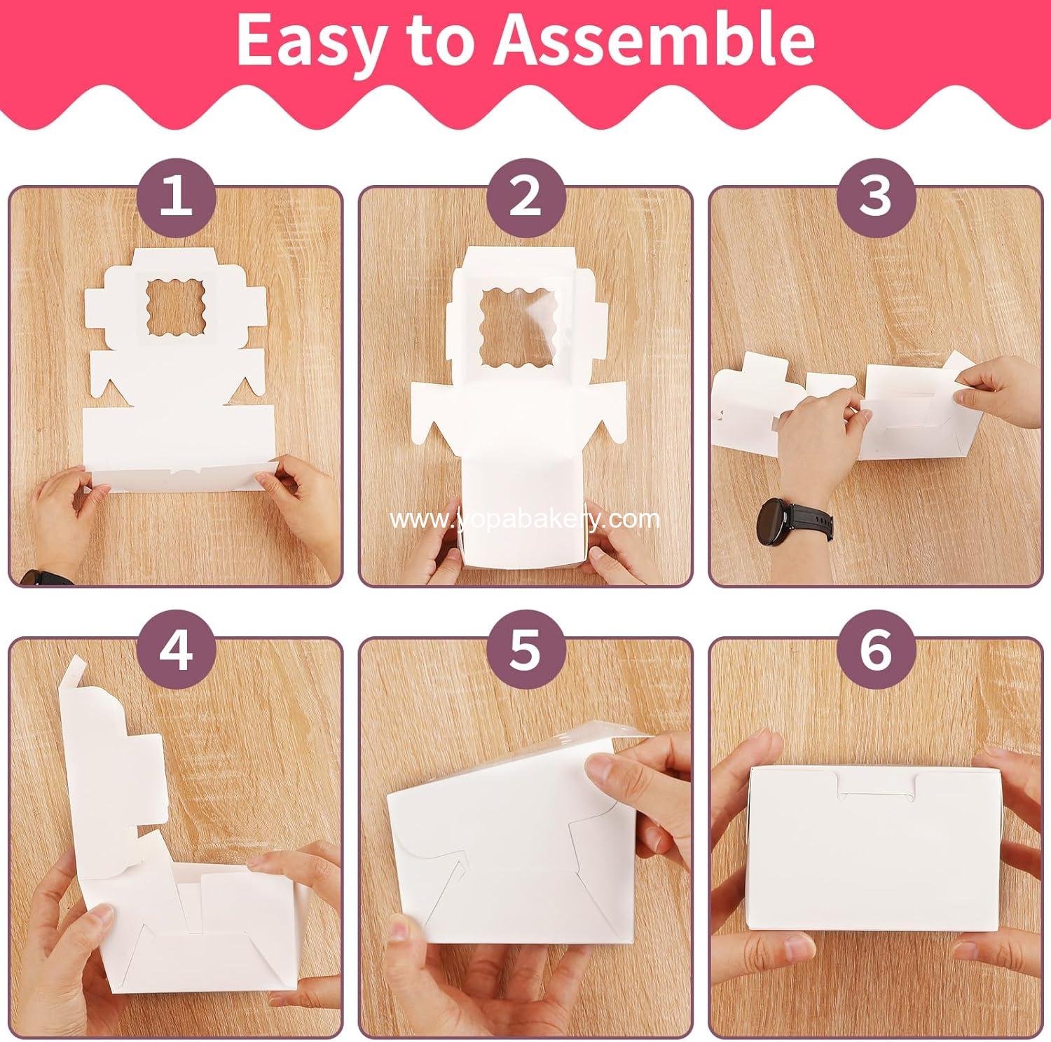 Wholesale 24pcs White Cookie Boxes 4x4x2.5 Inches Bakery Boxes with Window for Mini Cakes Treats Desserts Pastries Donuts Macarons Strawberries Chocolate Candy (with Stickers) Manufacturer Wholesale 24pcs White Cookie Boxes 4x4x2.5 Inches Bakery Boxes with Window for Mini Cakes Treats Desserts Pastries Donuts Macarons Strawberries Chocolate Candy (with Stickers) Manufacturer