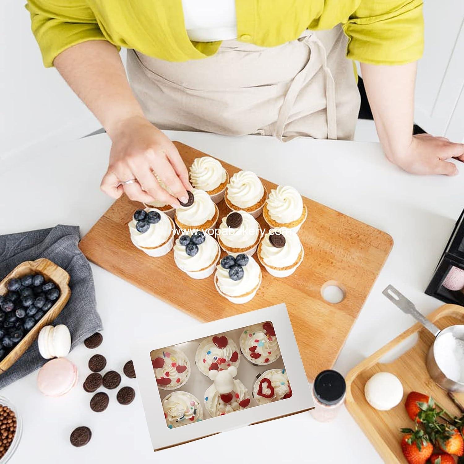 Wholesale 30-Set Cupcake Boxes with Clear Display Window for 6 Standard Cupcakes, Disposable Food Grade White Cupcake Carriers, Ideal for Cupcakes, Muffins, Cookies, and Pastries - Factory