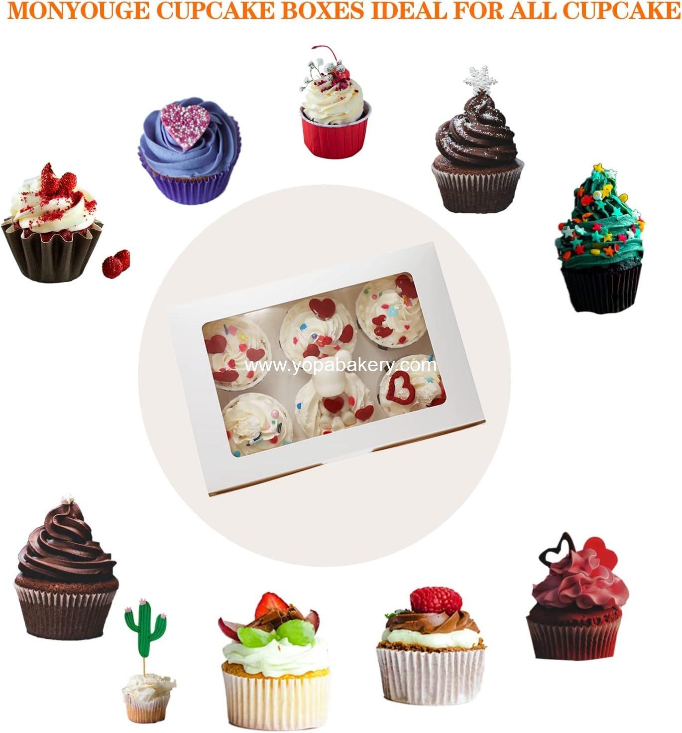 Wholesale 30-Set Cupcake Boxes with Clear Display Window for 6 Standard Cupcakes, Disposable Food Grade White Cupcake Carriers, Ideal for Cupcakes, Muffins, Cookies, and Pastries - Factory