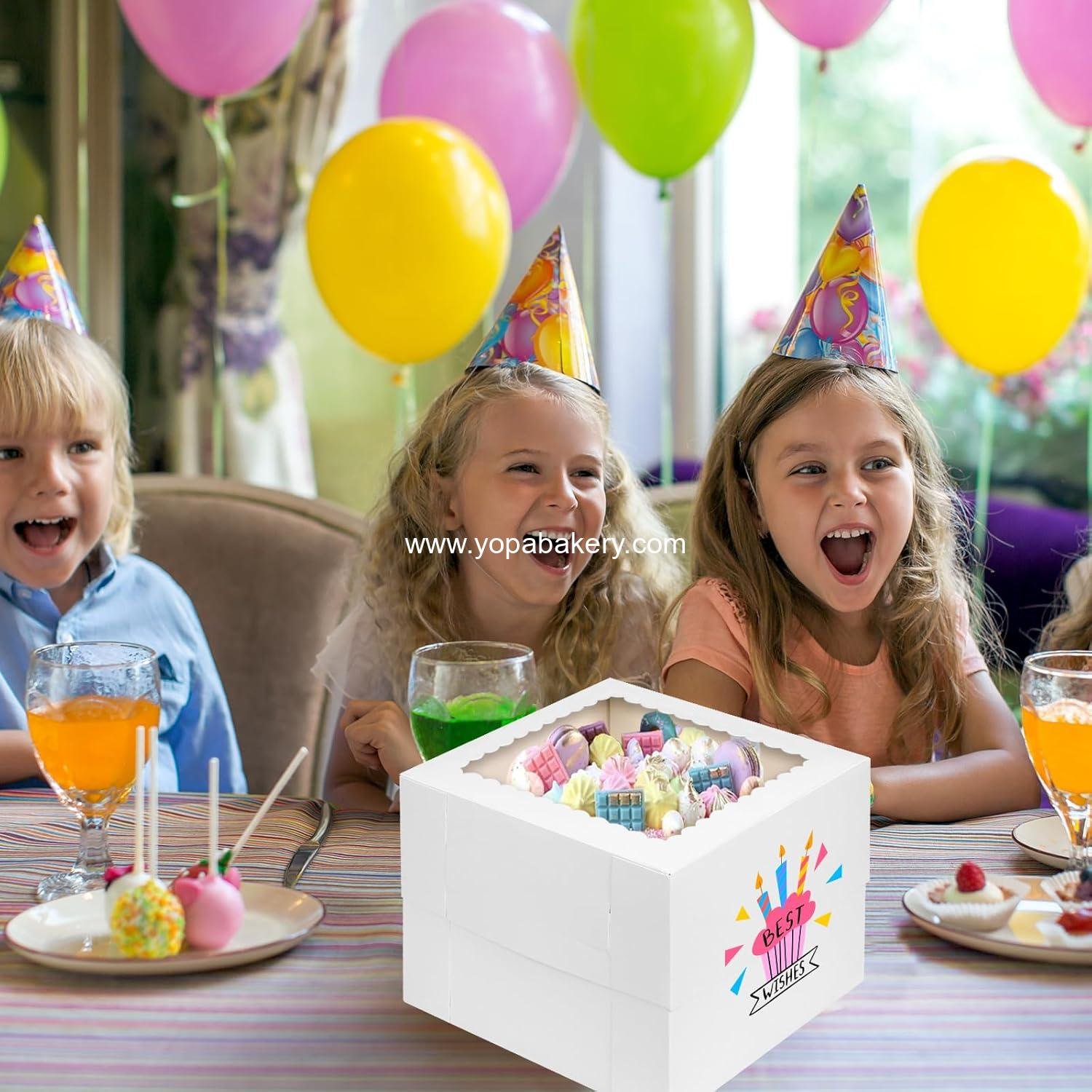 Wholesale 10x10x8 Inch Tall Cake Boxes with Window - 10pcs for Donuts, Pies, Cookies, Valentine's Day, Mother's Day, Weddings, Birthdays (White) Factory