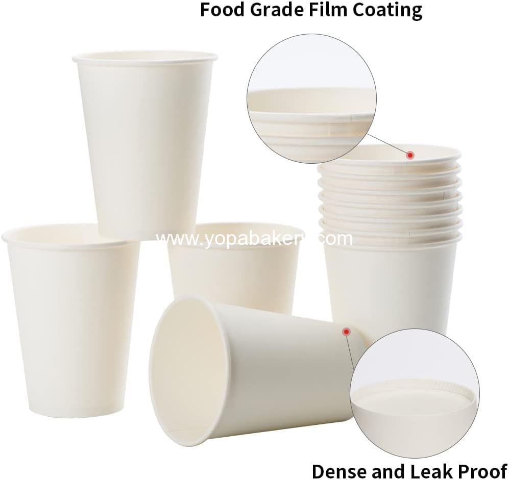 Wholesale 12 oz Disposable Paper Coffee Cups [100 Pack] - White Hot Coffee Paper Cups, Thickened Paper Style - Factory