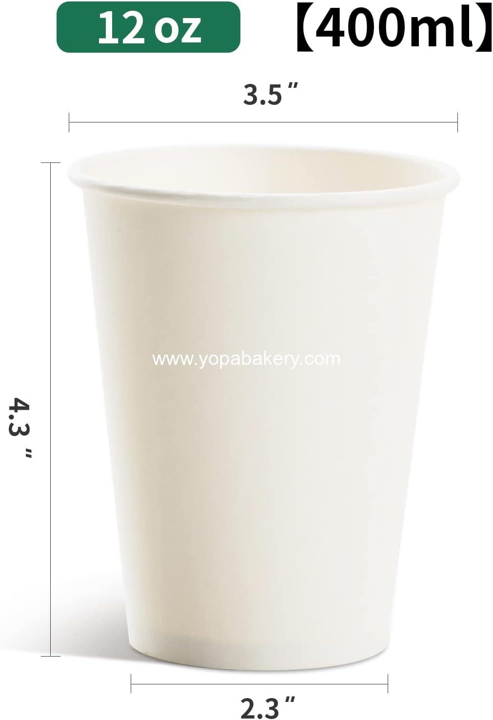 Wholesale 12 oz Disposable Paper Coffee Cups [100 Pack] - White Hot Coffee Paper Cups, Thickened Paper Style - Factory