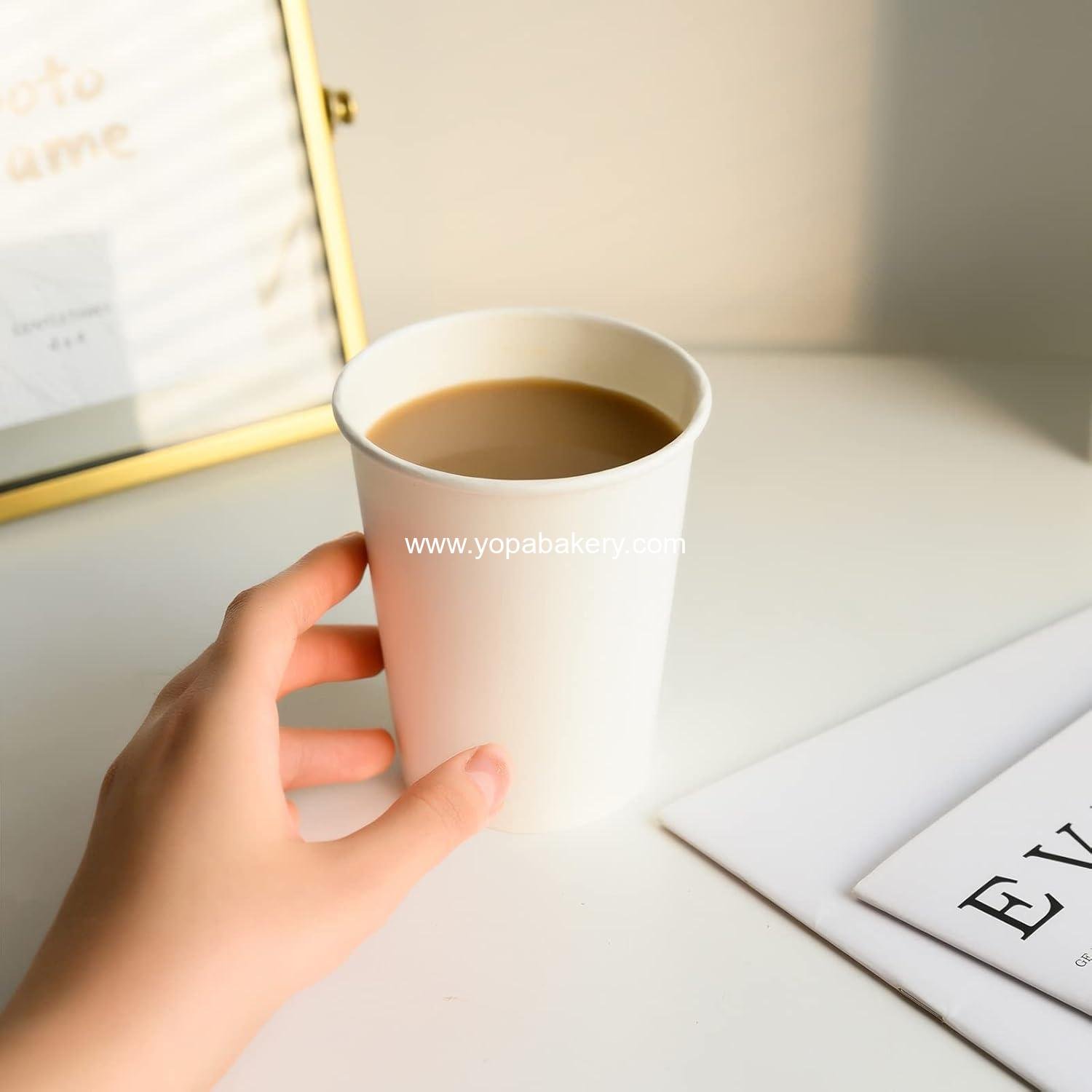 Wholesale 12 oz Disposable Paper Coffee Cups [100 Pack] - White Hot Coffee Paper Cups, Thickened Paper Style - Factory