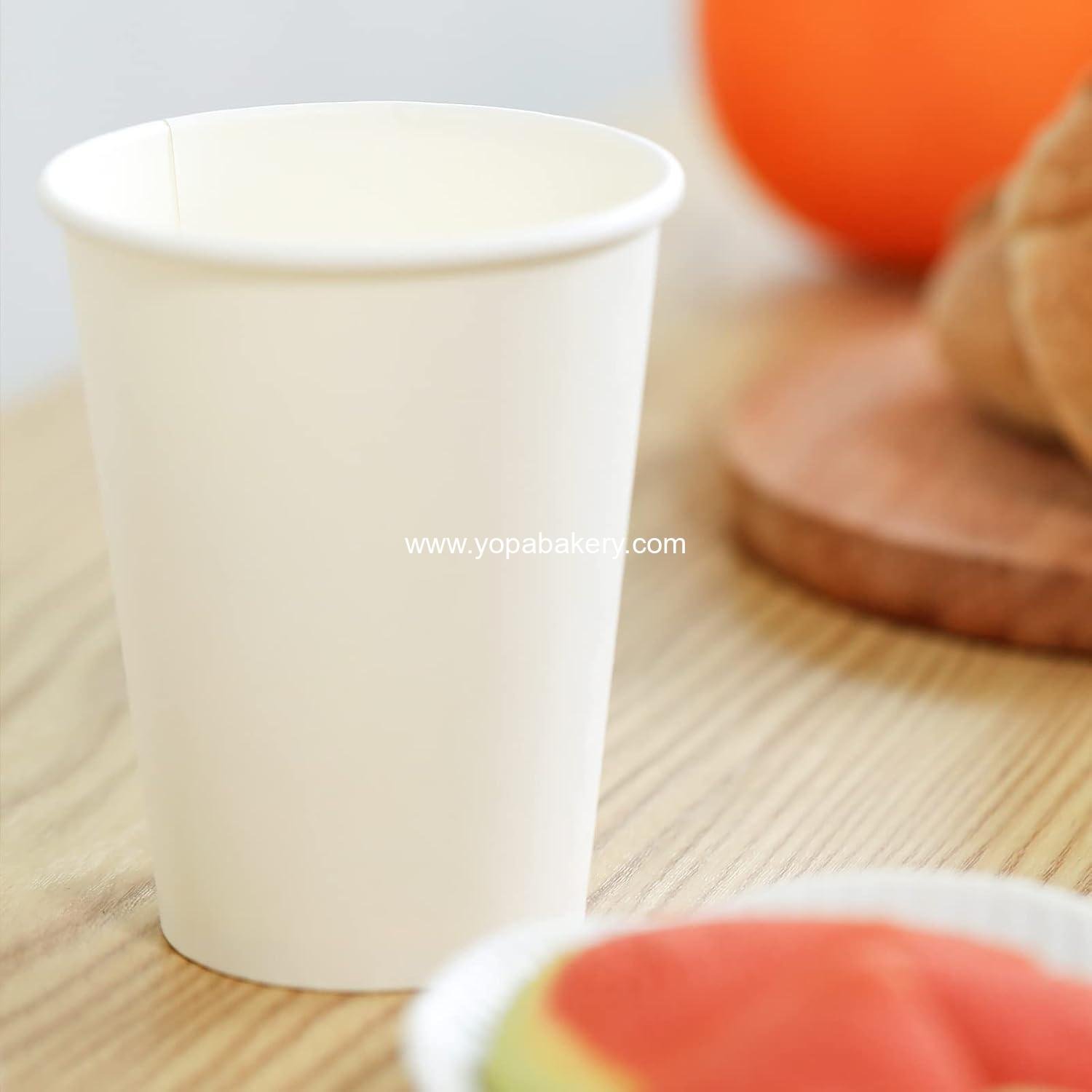Wholesale 12 oz Disposable Paper Coffee Cups [100 Pack] - White Hot Coffee Paper Cups, Thickened Paper Style - Factory