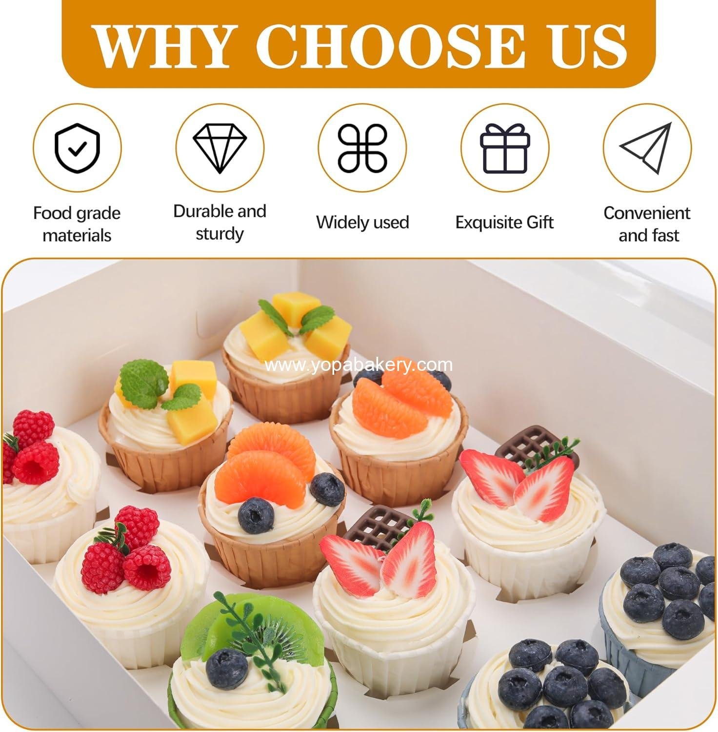 Wholesale 15 Pack Cupcake Boxes White Containers with Window Fit 12 Cupcakes or Muffins Factory