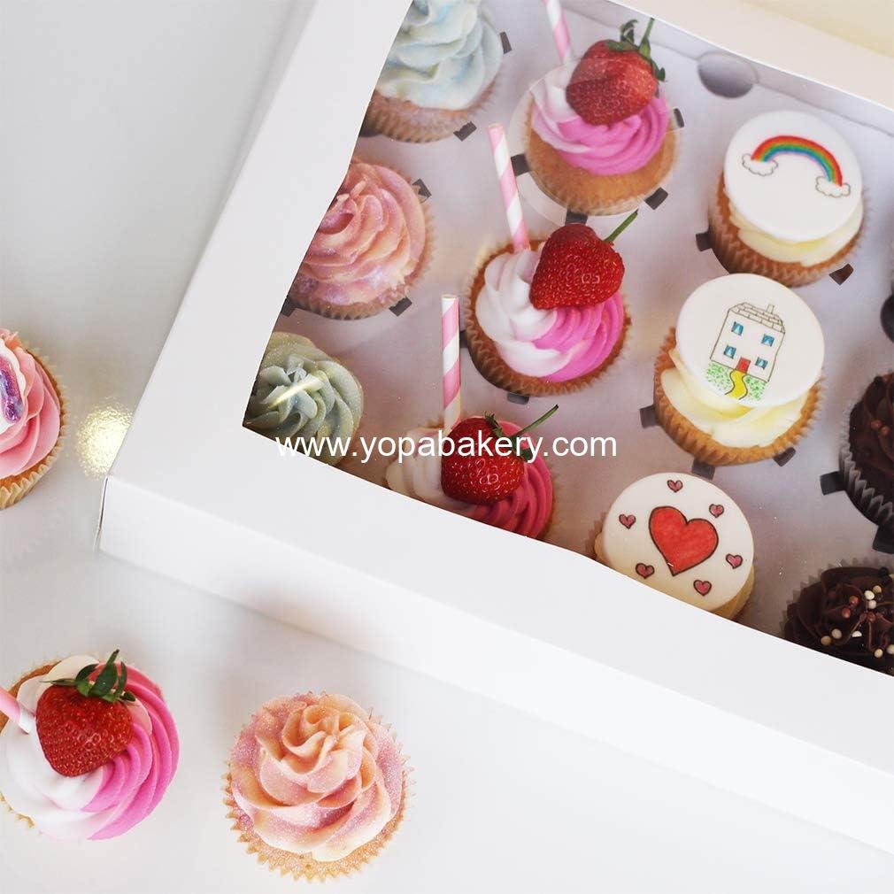 Wholesale 15 Pack Cupcake Boxes White Containers with Window Fit 12 Cupcakes or Muffins Factory