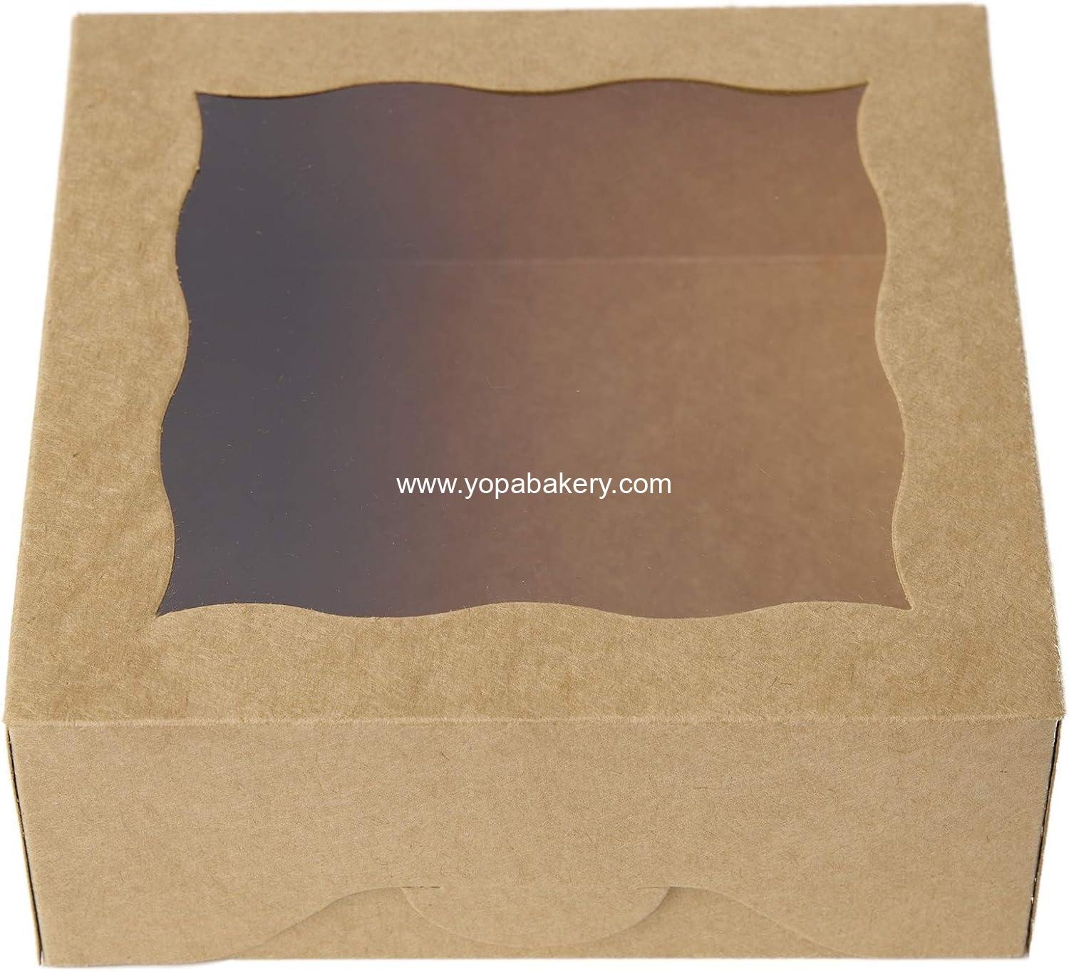 ONE MORE [25pcs] 6" Brown Bakery Boxes with pvc Window for Pie and Cookies Boxes Small Natural Kraft Paper Box,6x6x2.5inch(Brown,25)
