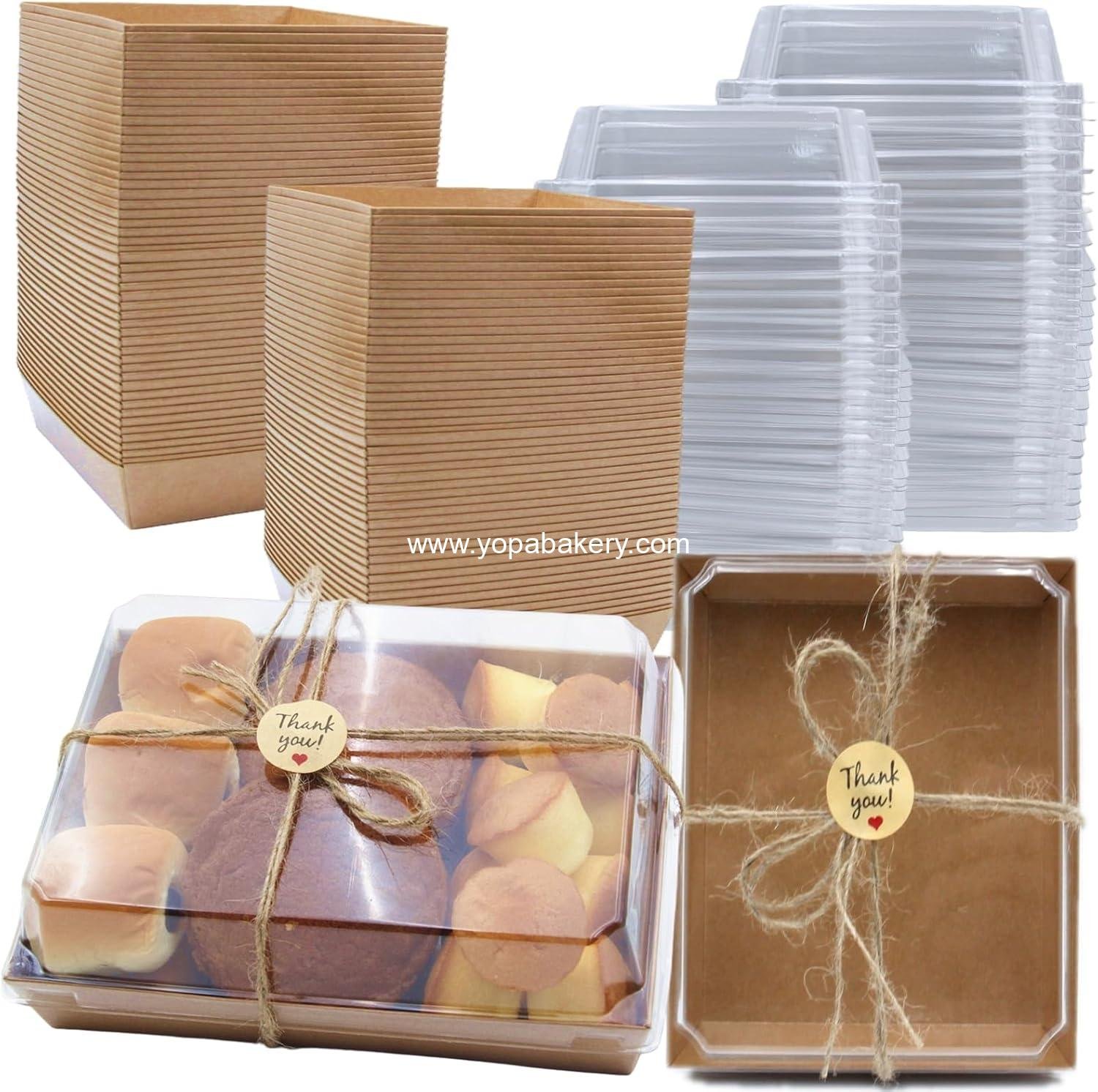 Wholesale 40 Pack Paper Charcuterie Boxes with Clear Lids, 7x5 Inch Brown Disposable Take Out Containers for Cake Slices, Cupcakes, Sandwiches, Cookies, Cocoa Bombs, Salads Factory