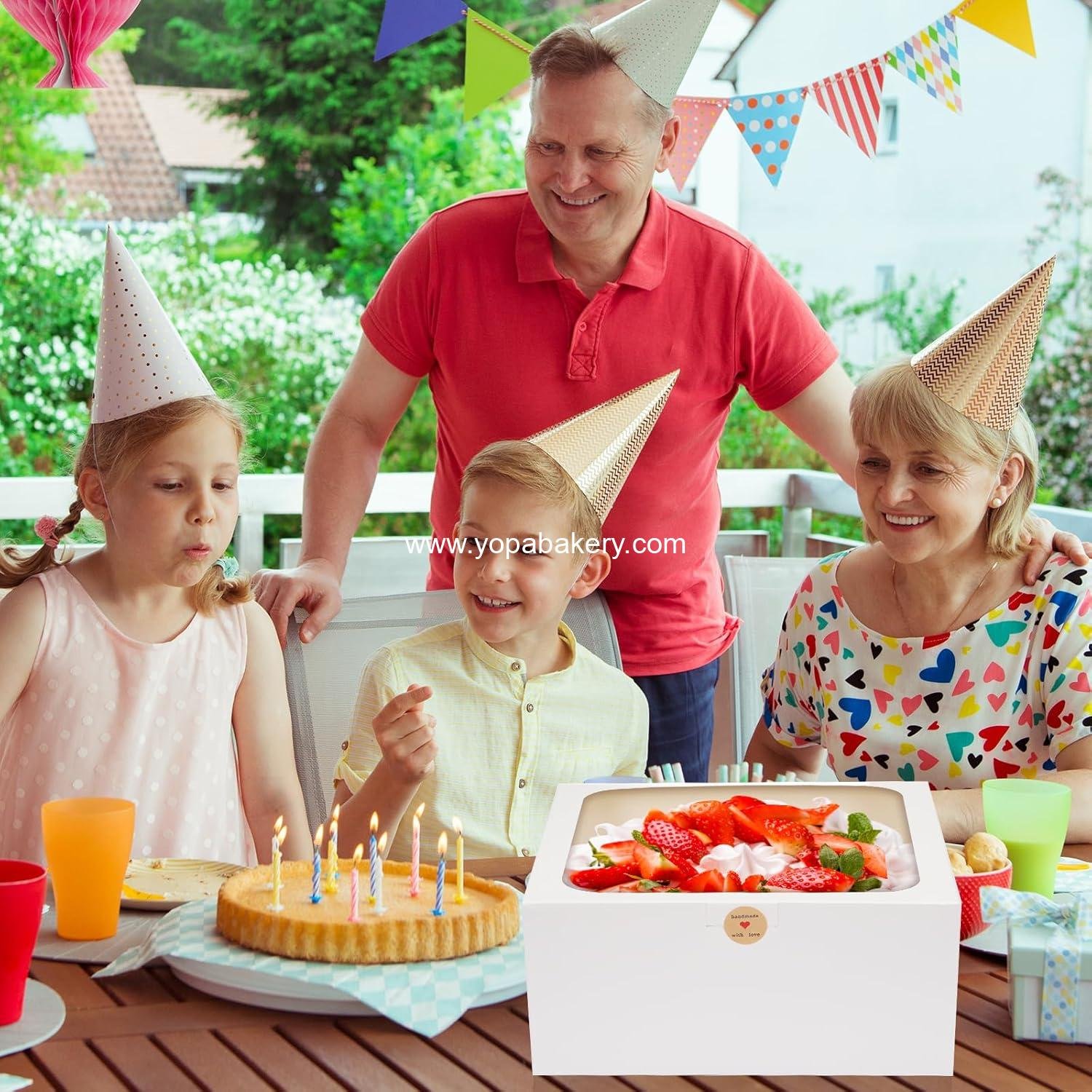 Wholesale 4 Pack Cake Boxes with Window, 10x10x5 Inches White Bakery Containers, 10 Inch White Cake Carrier, Disposable Bakery Boxes for Valentine's Day, Mother's Day, Cupcakes, Cookies, Pies, Pastries, Factory