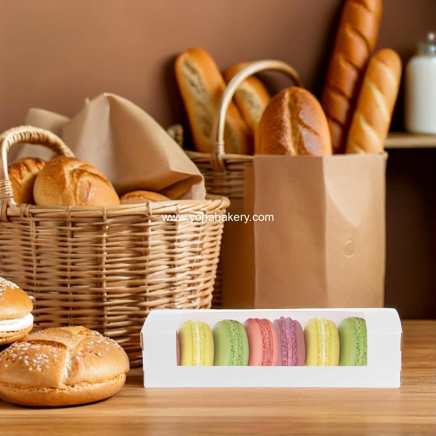 Wholesale Rectangular Window Bakery Boxes 20pcs for Cake, Pastry, Cookies, Chocolate, Muffins, 8.65x2.75x1.97, OEM Factory