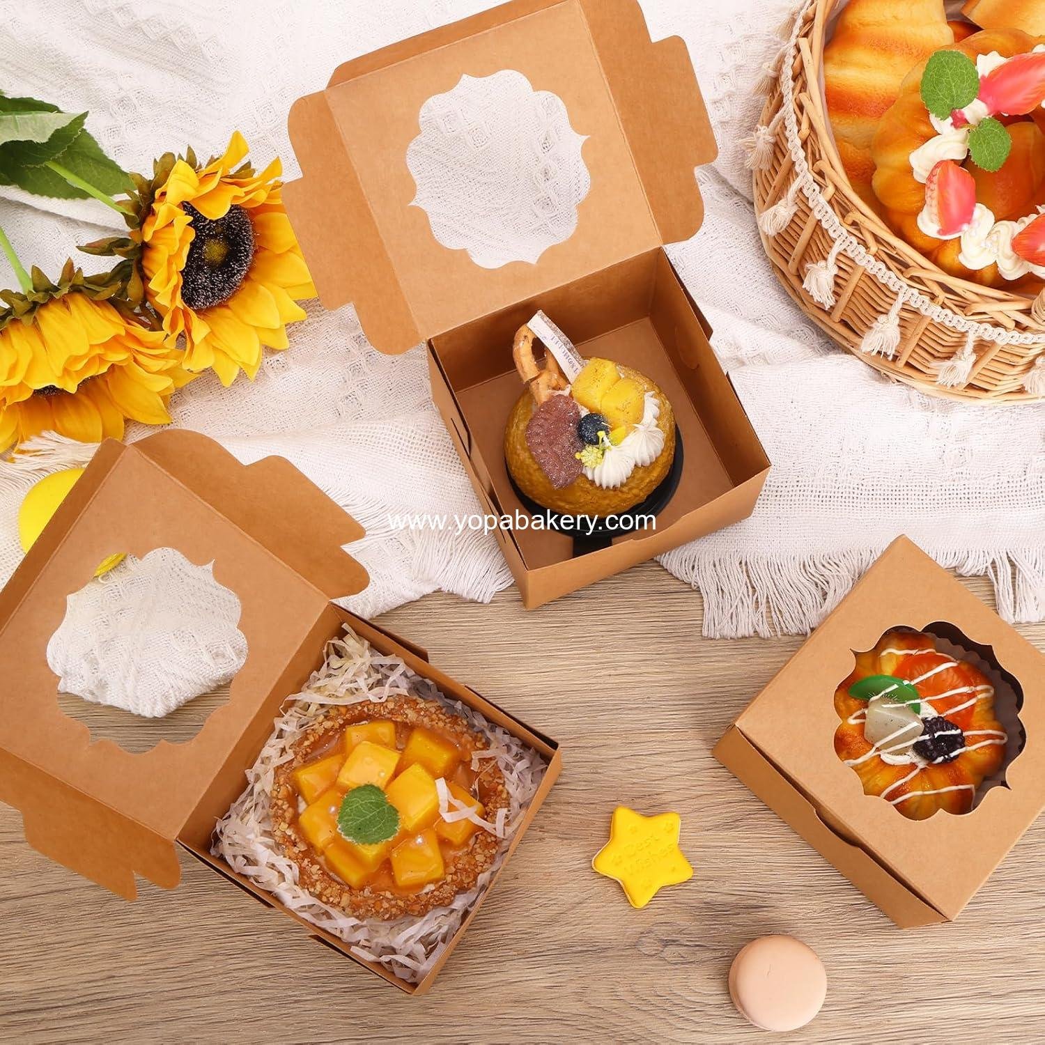 Wholesale 100pcs 4x4x2.5 Small Cookie Boxes, Mini Dessert Boxes with Window for Cupcakes, Macarons, Chocolate, Strawberries, Muffins - Factory