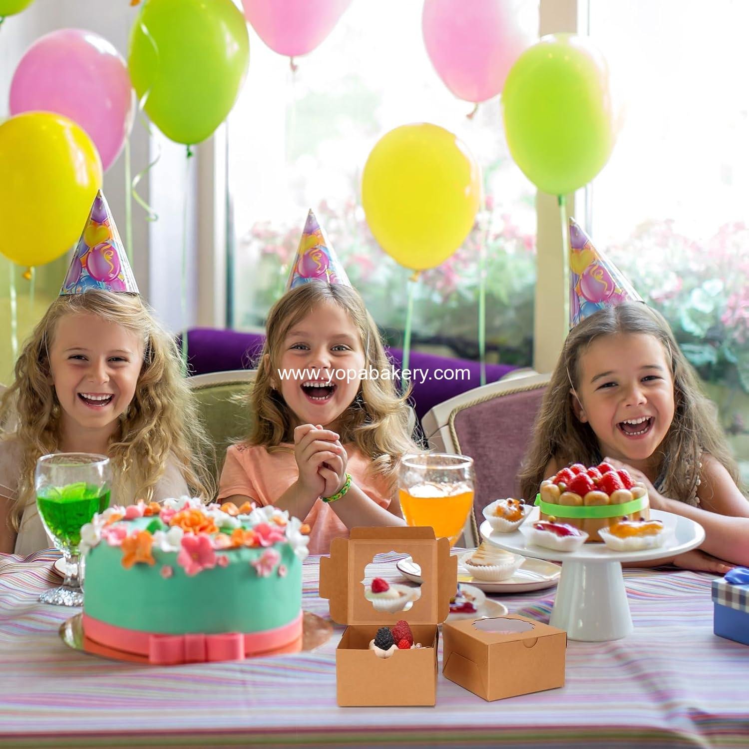 Wholesale 100pcs 4x4x2.5 Small Cookie Boxes, Mini Dessert Boxes with Window for Cupcakes, Macarons, Chocolate, Strawberries, Muffins - Factory