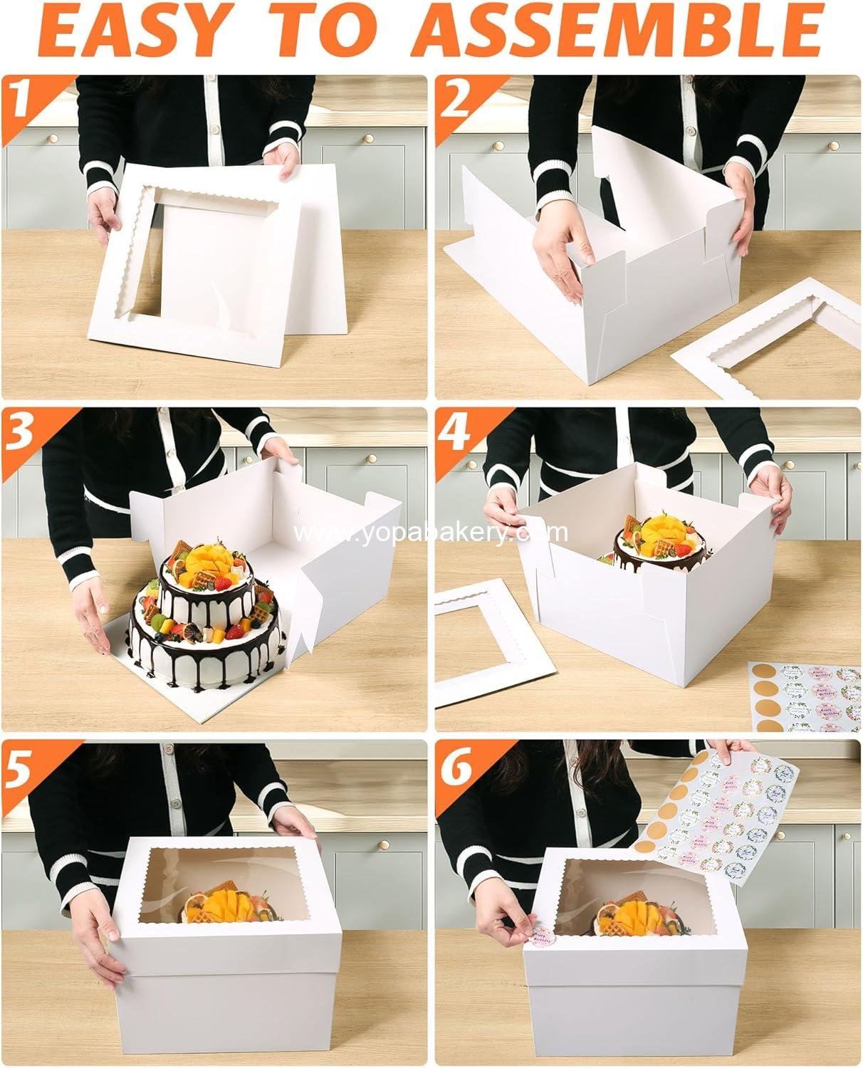 Wholesale Cake Boxes 10x10x8 Inch White with Window, Perfect for Desserts, Pastries, Cookies, Bento, Birthdays, Weddings, and Cake Decorations for Bakery or Gift Giving (10x10x8) Factory