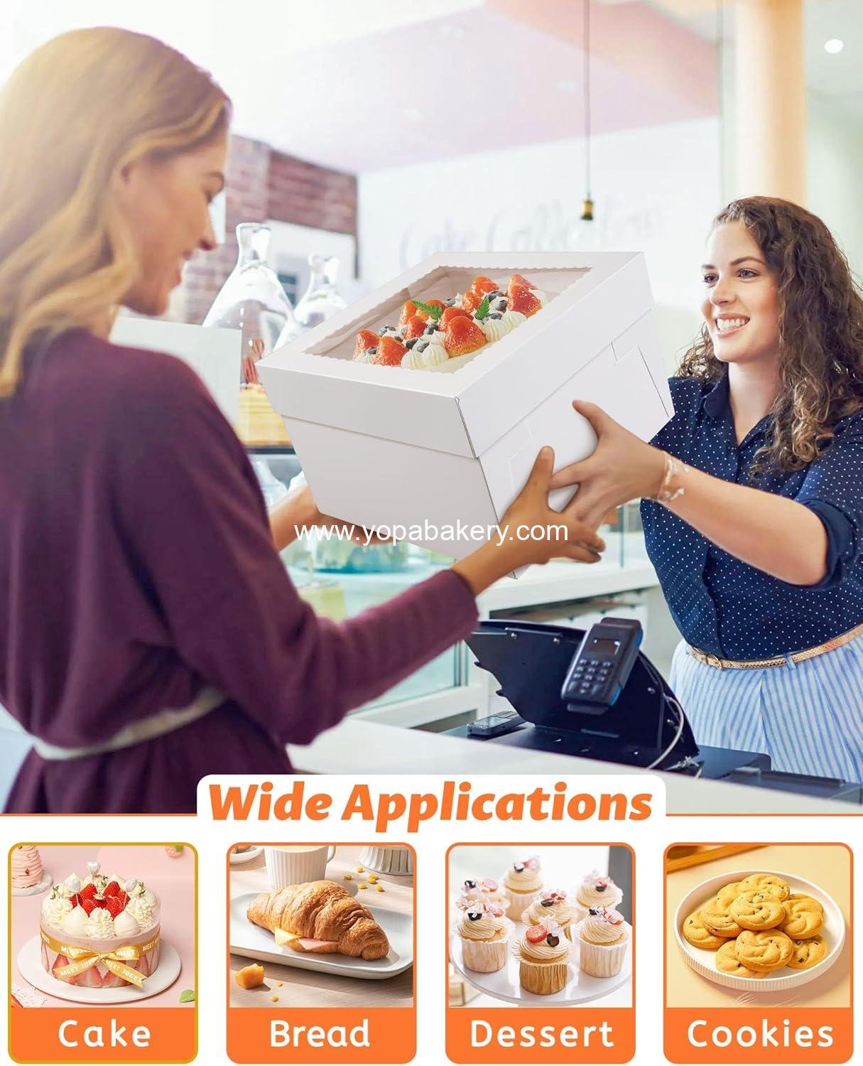 Wholesale Cake Boxes 10x10x8 Inch White with Window, Perfect for Desserts, Pastries, Cookies, Bento, Birthdays, Weddings, and Cake Decorations for Bakery or Gift Giving (10x10x8) Factory