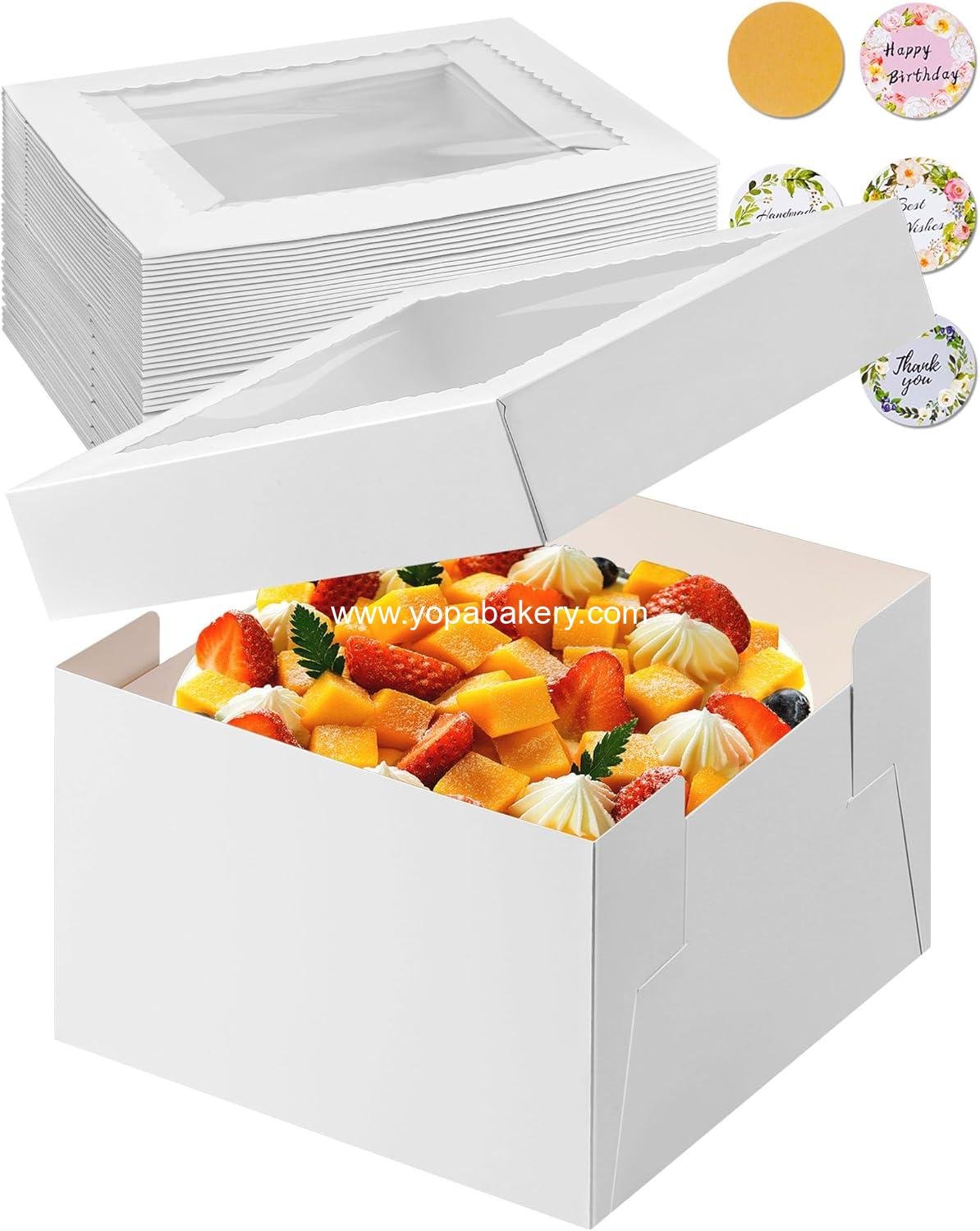 Cake Boxes 10x10x8 Inch White with Window, Bakers Bread Box Containers for Dessert, Pastry, Cookie, Bento, Birthday, Wedding, Cake Decoration Supplies for bakery or Gift Giving (10X10X8)