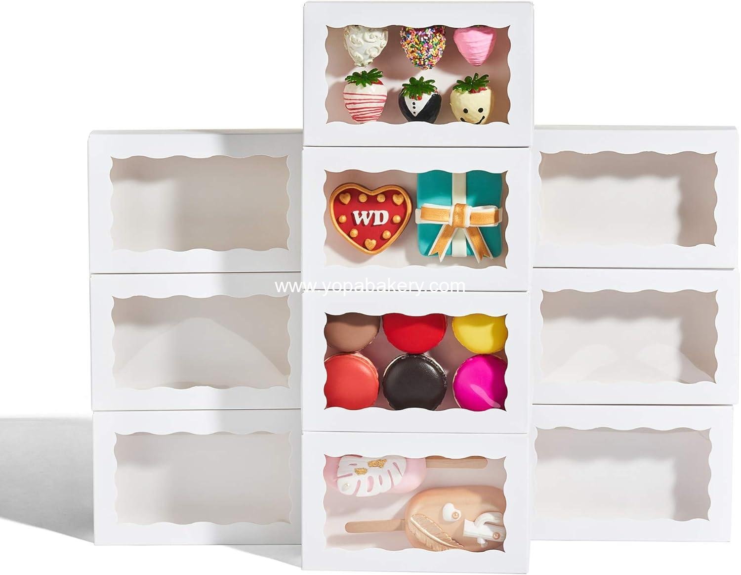 Wholesale 100 Pack Auto-Popup 7 x 4.375 x 1.5 Cookie Boxes for Macarons, Chocolate-Covered Treats, Pastries, and Cakesickles with Window - Factory