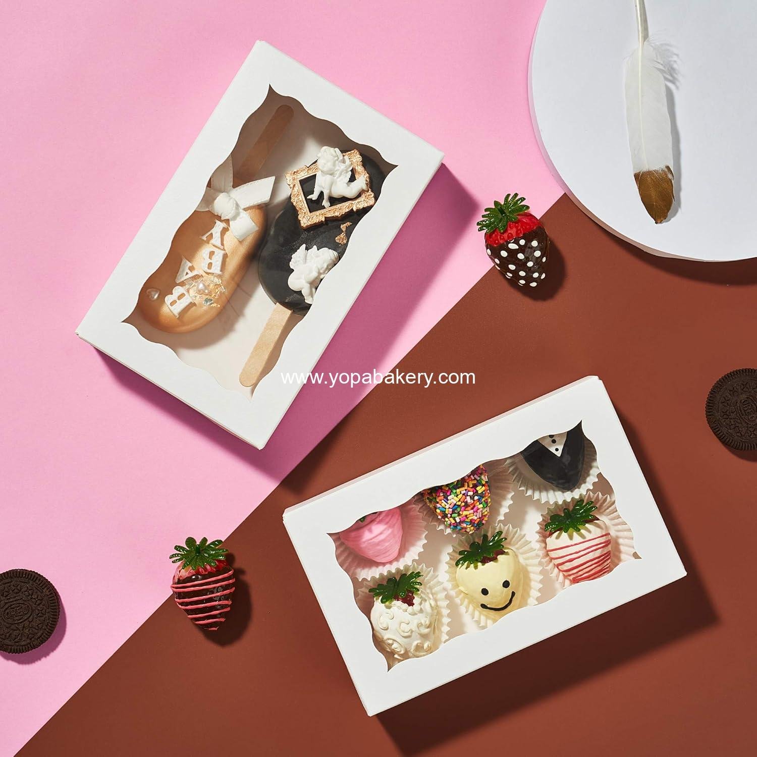 Wholesale 100 Pack Auto-Popup 7 x 4.375 x 1.5 Cookie Boxes for Macarons, Chocolate-Covered Treats, Pastries, and Cakesickles with Window - Factory