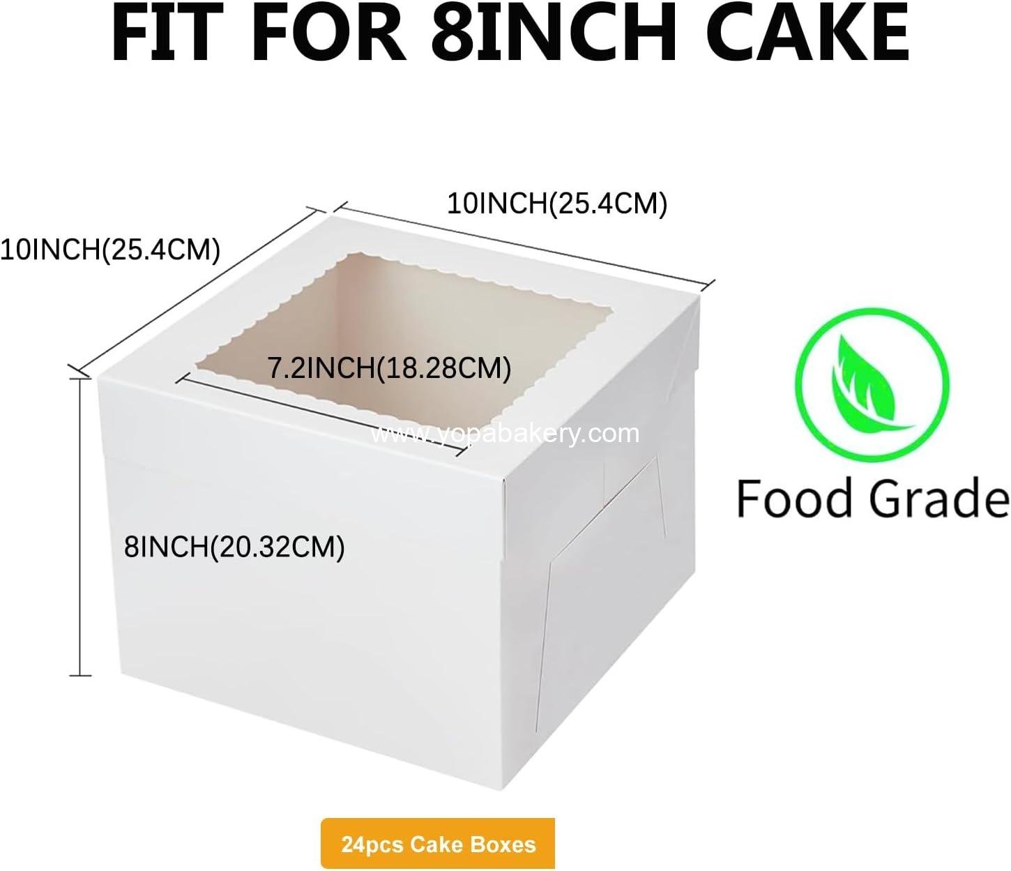 Wholesale 24 Pcs Cake Boxes 10 Inch - 10x10x8 Inch Square White Bakery Boxes with Window for Pastries, Cookies, Pies, Weddings, Birthdays, Halloween - Factory