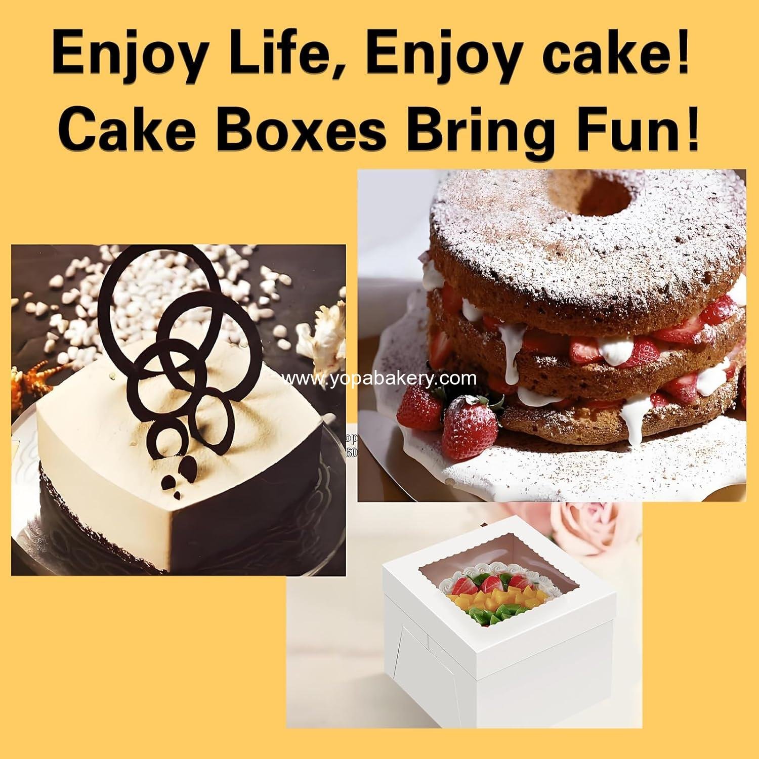 Wholesale 24 Pcs Cake Boxes 10 Inch - 10x10x8 Inch Square White Bakery Boxes with Window for Pastries, Cookies, Pies, Weddings, Birthdays, Halloween - Factory