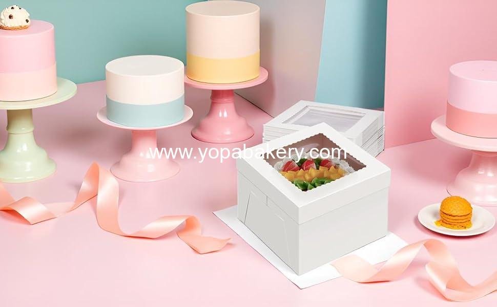 Wholesale 24 Pcs Cake Boxes 10 Inch - 10x10x8 Inch Square White Bakery Boxes with Window for Pastries, Cookies, Pies, Weddings, Birthdays, Halloween - Factory