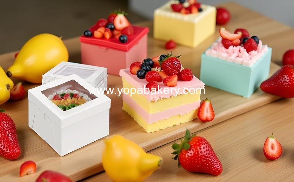 Wholesale 24 Pcs Cake Boxes 10 Inch - 10x10x8 Inch Square White Bakery Boxes with Window for Pastries, Cookies, Pies, Weddings, Birthdays, Halloween - Factory