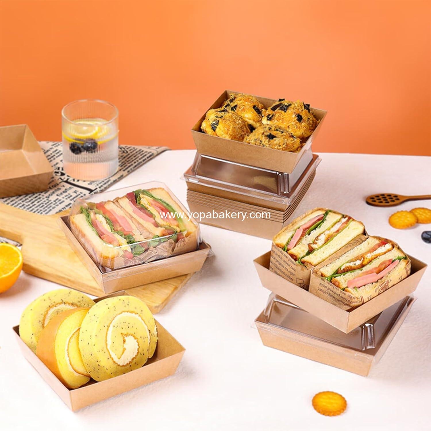 Wholesale 100 Pack Charcuterie Boxes with Clear Lids, 5-Inch Kraft To Go Paper Bakery Boxes with 500 Stickers and Jute Rope, Disposable Brown Dessert Containers for Sandwiches, Cookies, and Cake Slices - Factory