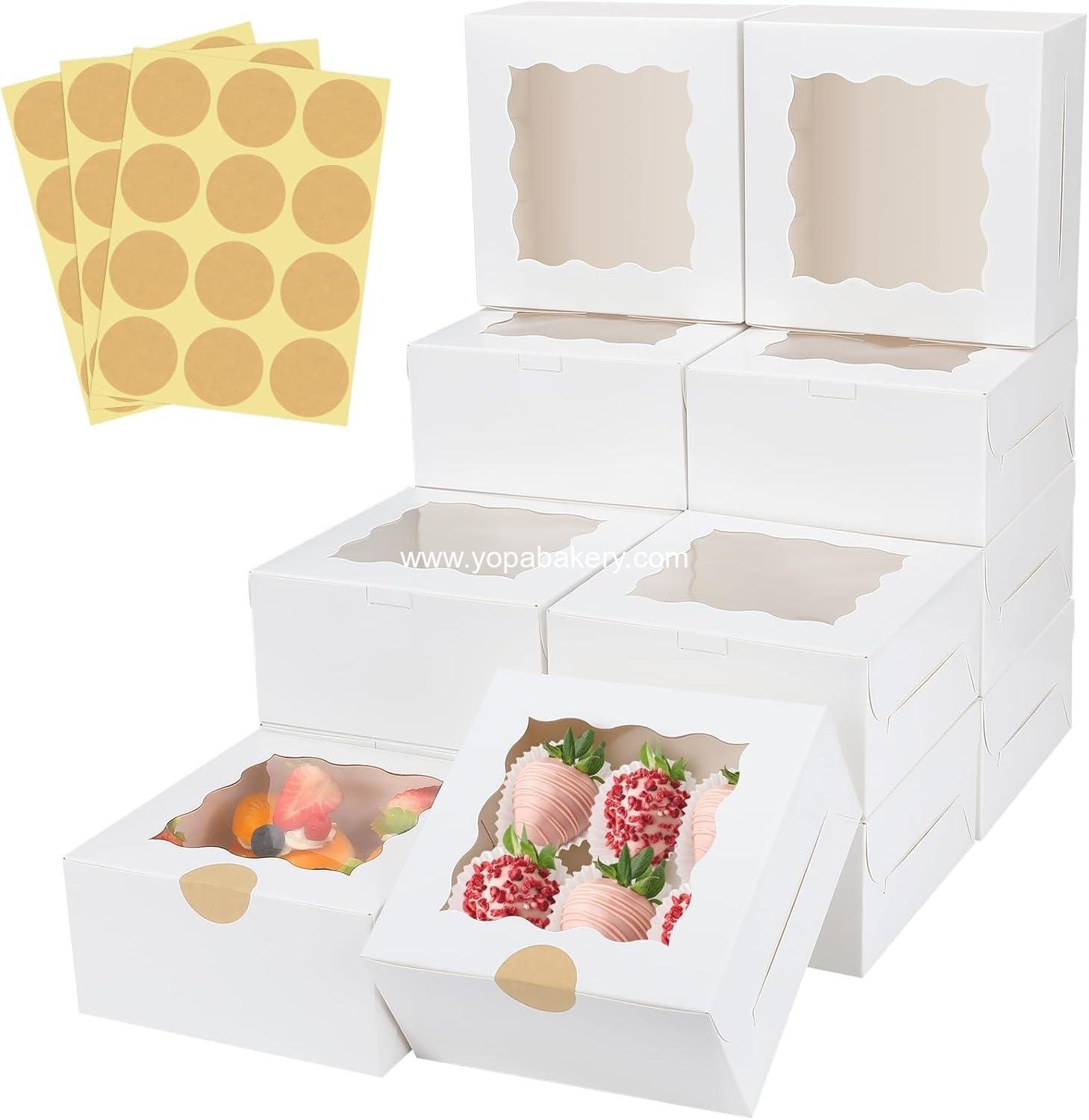 Wholesale 60 Pcs Bakery Boxes with Window, 6 x 6 x 3 Inches, White Cookie & Pastry Boxes for Baked Goods - Factory