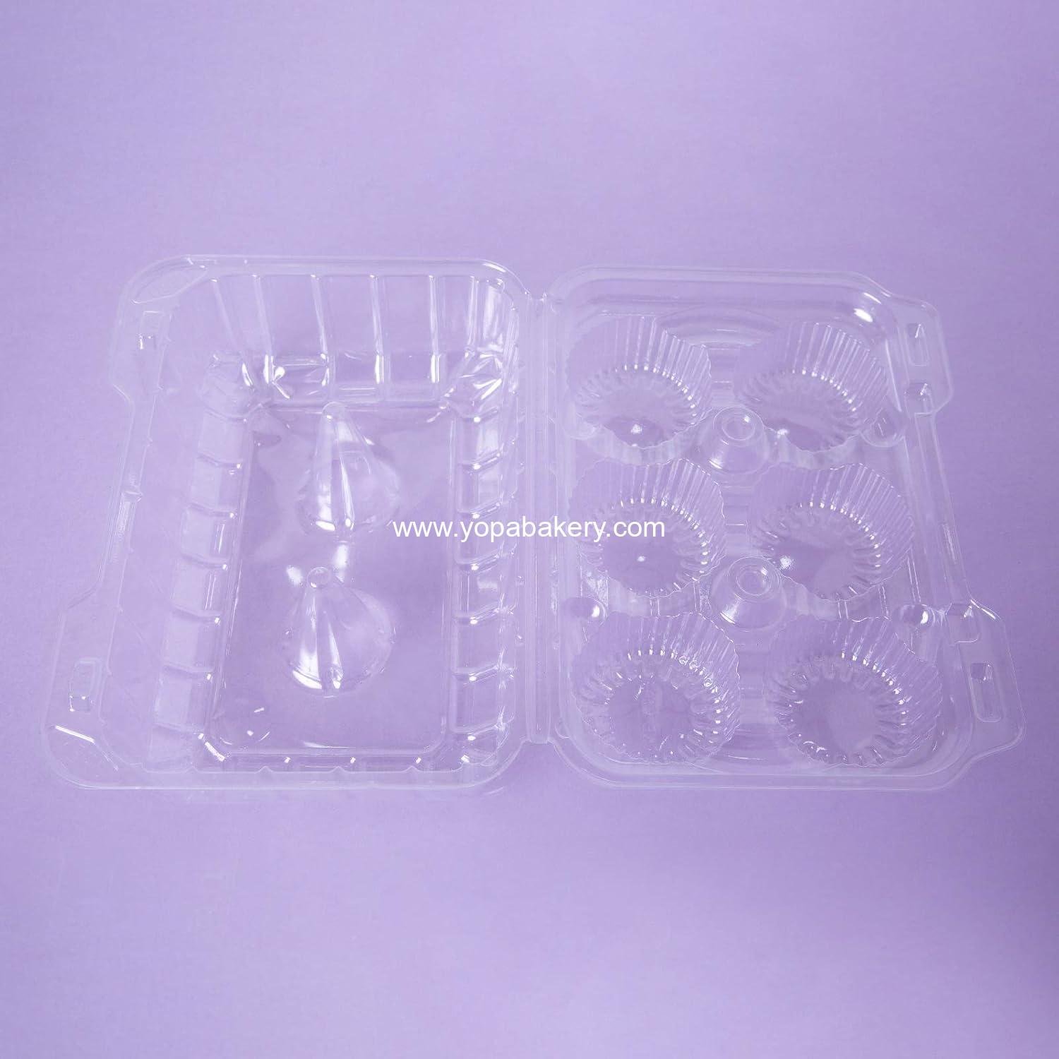 Wholesale Clear Cupcake Boxes 6 Cavity Holder Large Muffin Containers with 4