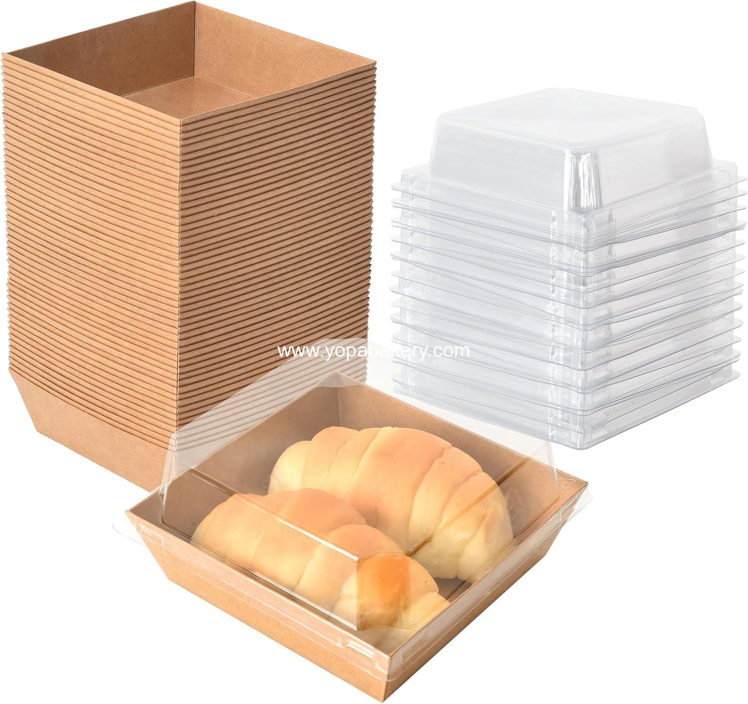 XININSUN Small Charcuterie Boxes with Clear Lids,To Go Paper Mini Charcuterie Box,Disposable Food Containers,4 inch Dessert Boxes-Chocolate Strawberries,Sandwich,Cookie,Cake Slice,(Brown-50Pack)