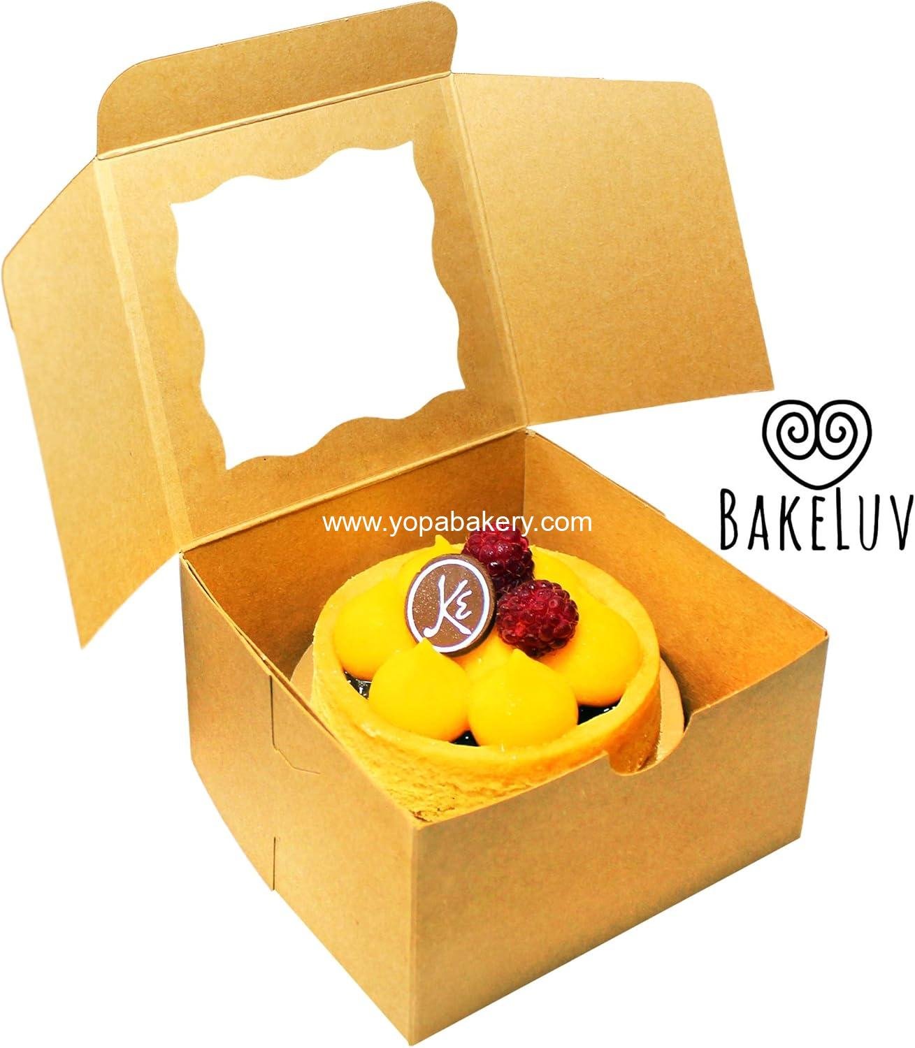 Wholesale 100pcs Brown Small Cookie Boxes with Window, 4x4x2.5 Inches Bakery Boxes for Mini Cakes, Treats, Macarons, and Individual Cupcakes, Gift Giving Factory