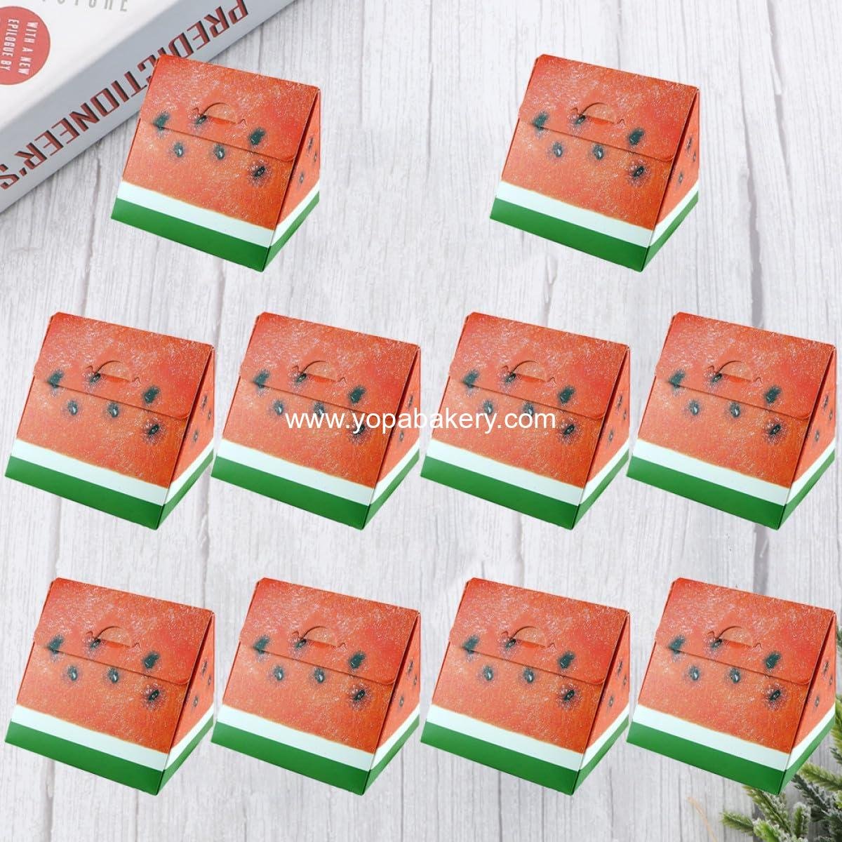 Wholesale Watermelon Shape Small Cake Packaging Boxes Triangular Pastry and Dessert Paper Boxes for Weddings Birthdays Parties Mini Cakes Cookies Donuts Factory