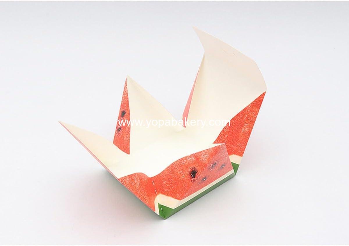 Wholesale Watermelon Shape Small Cake Packaging Boxes Triangular Pastry and Dessert Paper Boxes for Weddings Birthdays Parties Mini Cakes Cookies Donuts Factory