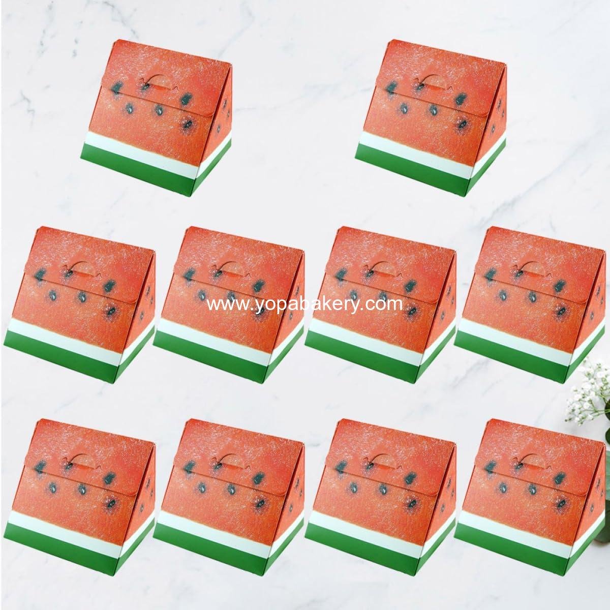 Wholesale Watermelon Shape Small Cake Packaging Boxes Triangular Pastry and Dessert Paper Boxes for Weddings Birthdays Parties Mini Cakes Cookies Donuts Factory
