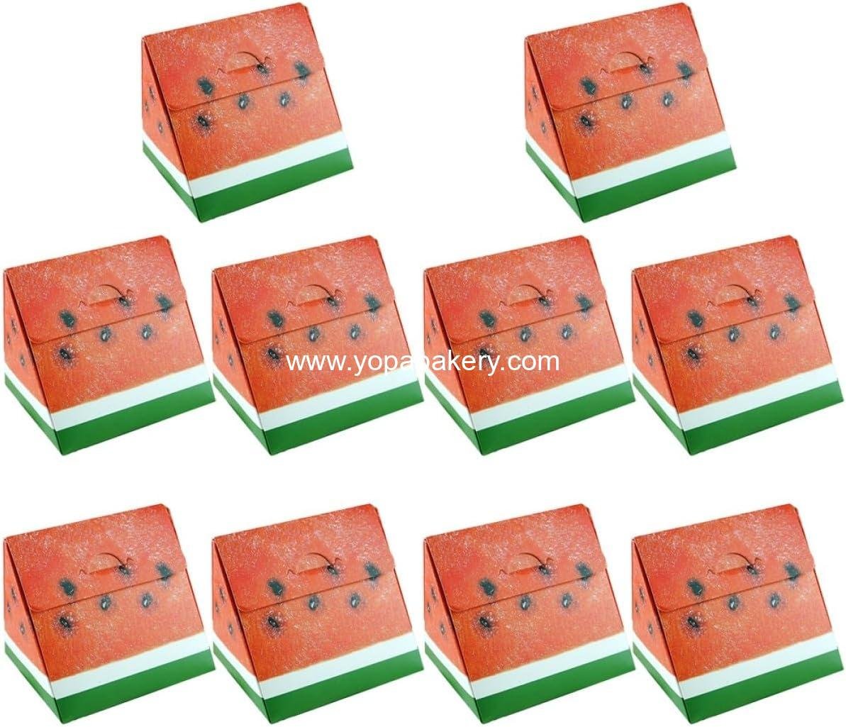 Wholesale Watermelon Shape Small Cake Packaging Boxes Triangular Pastry and Dessert Paper Boxes for Weddings Birthdays Parties Mini Cakes Cookies Donuts Factory