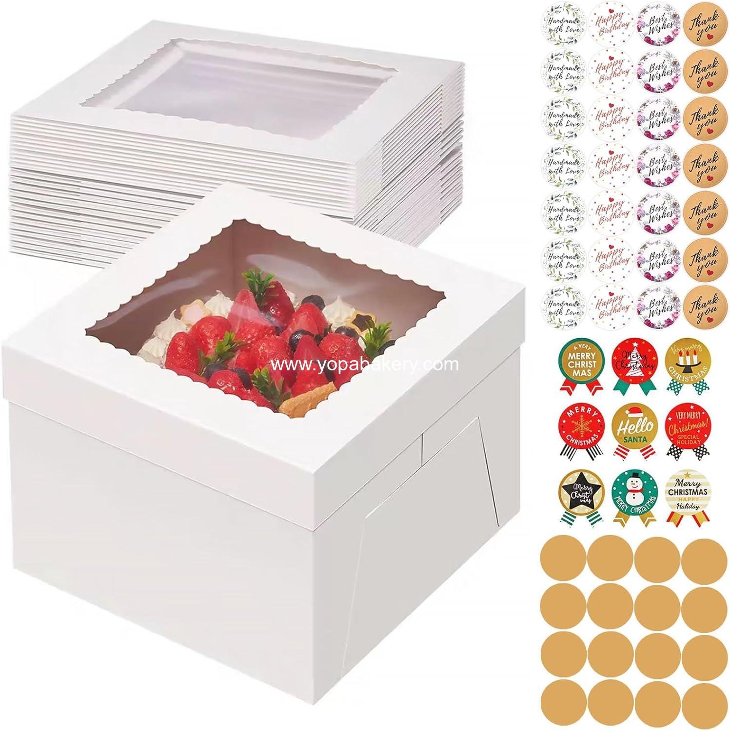 15 PCS Cake Boxes 10 Inch, 10x10x8 Tall Cake Box, White Bakery Boxes with Window, Large Baking Boxes, 10x10 Cajas Para Pasteles, Cake Boxes for Birthday, Christmas, Wedding, Party, Business