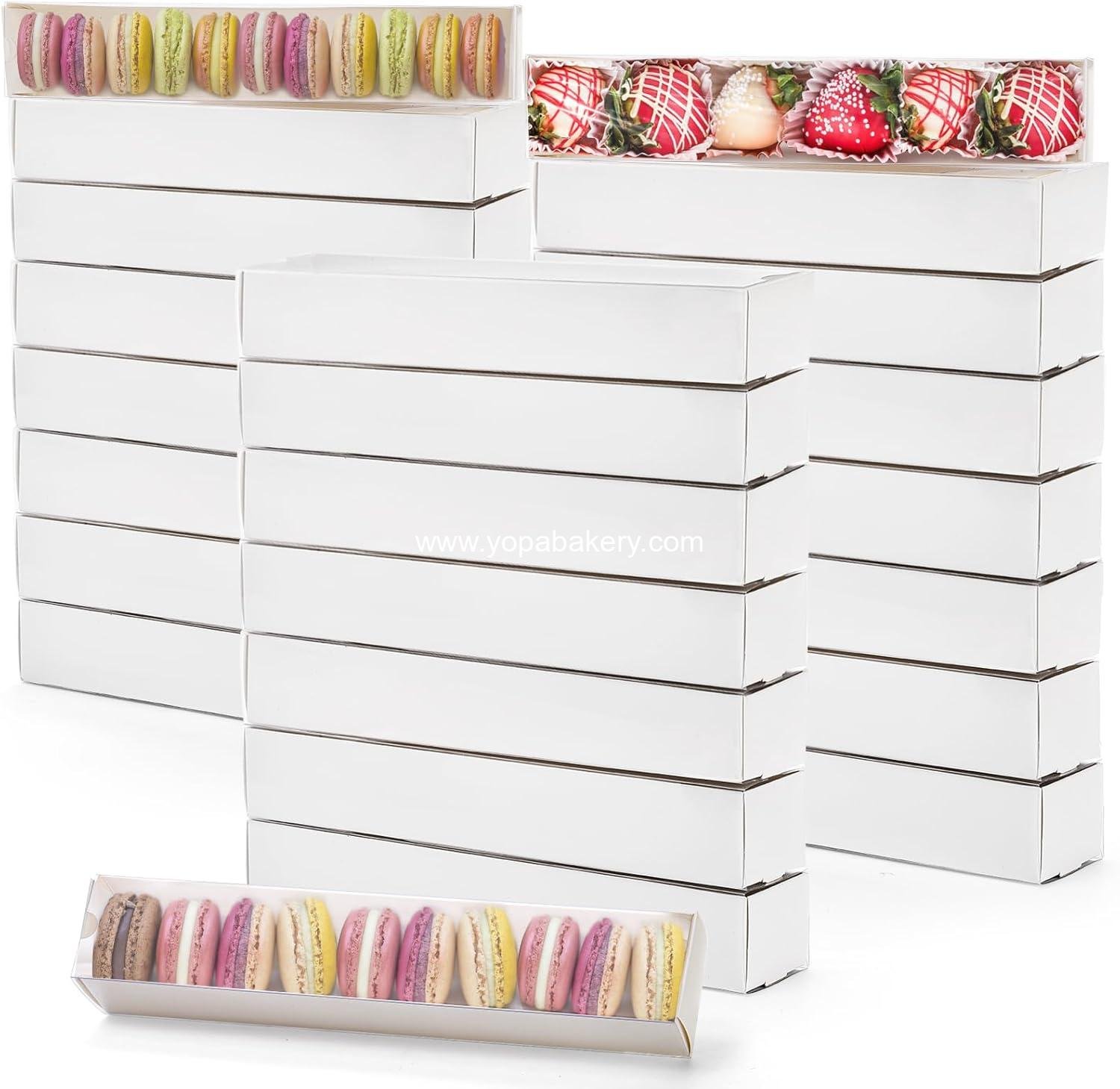 Dicunoy 25 Pack 12" Empty Strawberry Gift Box, Macaron Bakery Packaging Box with Clear Window for Cookies, Truffles, Food-Safe Dessert Box for Cakes, Muffins, Elegant Treat Gift Packaging