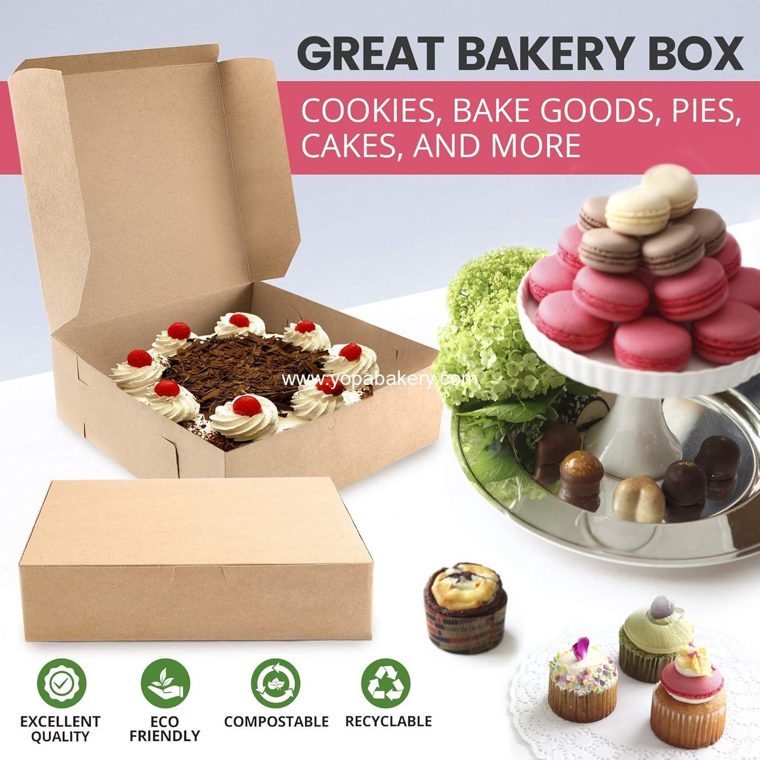 Wholesale 25 Pack Kraft Bakery Boxes 8 x 8 x 3 Inches Brown Pastry Boxes Cardboard Treat Boxes for Cupcakes Cookies Chocolates Donuts Macarons Factory